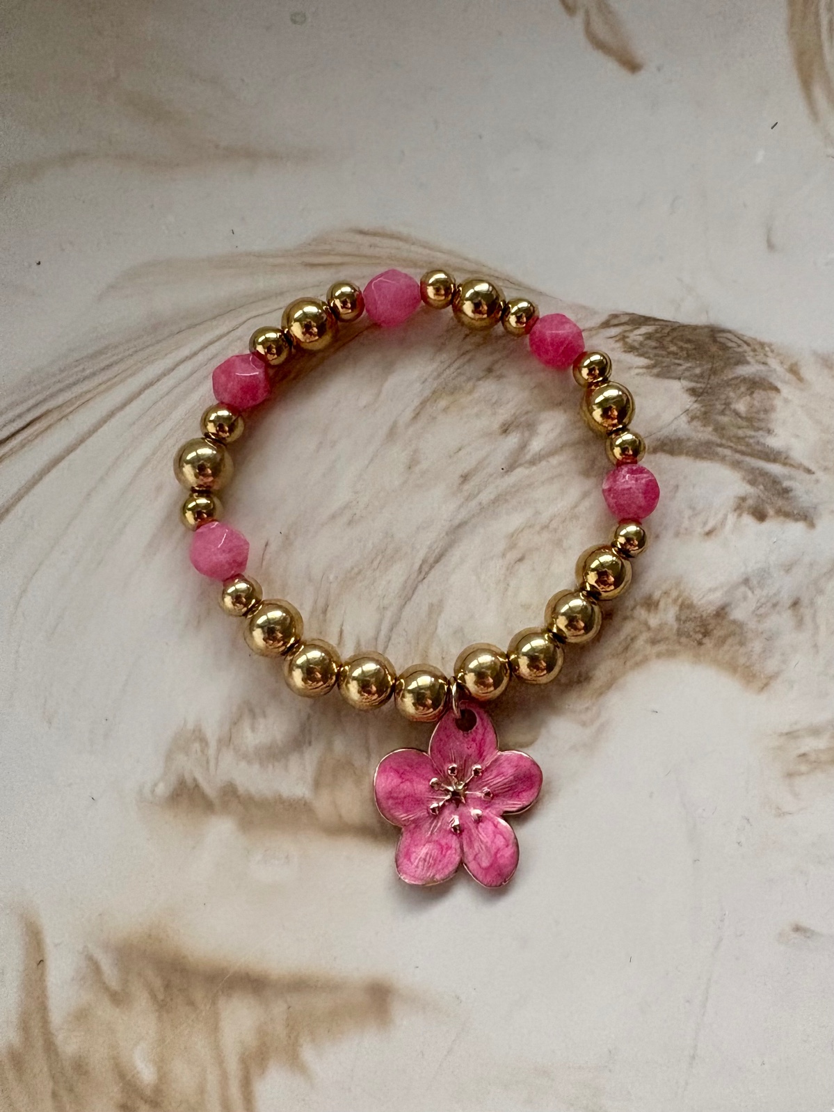 Pink Flower armband Stainless steel - 132821 Pink Flower armband Stainless steel