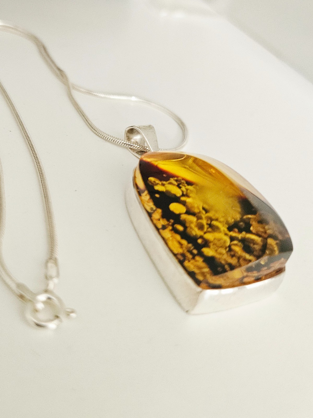 ✨ Zilveren 925 Ketting met Baltische Amber – Uniek Sieraad - 148051 ✨ Zilveren 925 Ketting met Baltische Amber – Uniek Sieraad