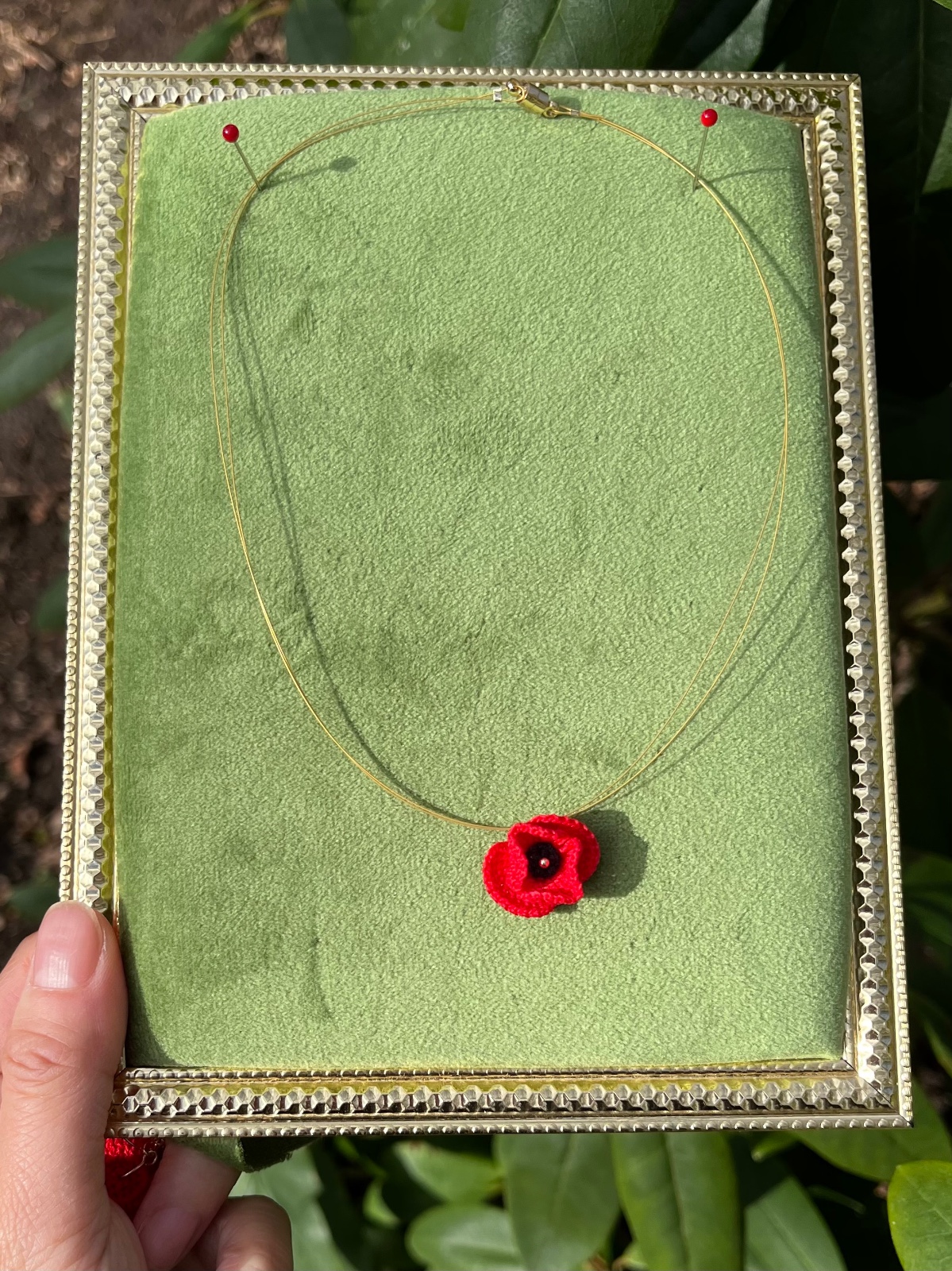 Micro gehaakte rode klaproos sieradenset