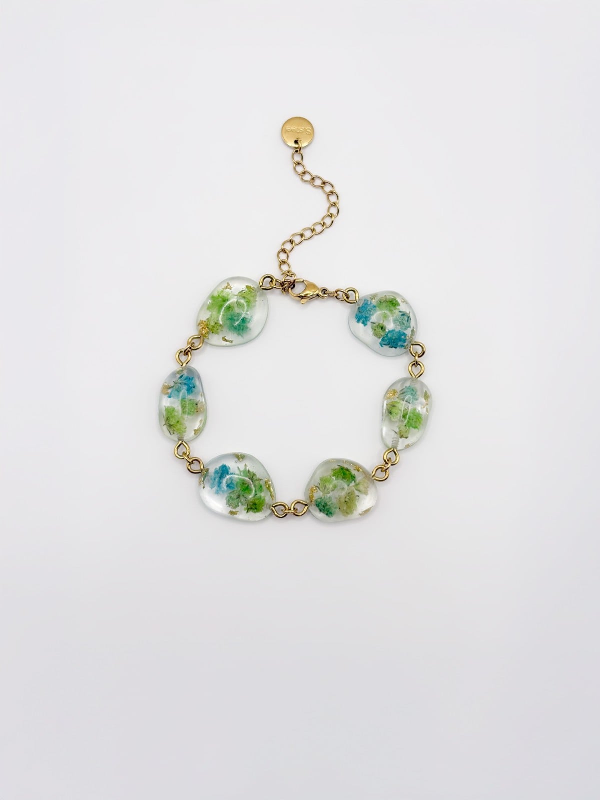 Armband met Steenvormige Hangers Gevuld met Echt Gipskruid uit Luxemb… - 125621 Armband met Steenvormige Hangers Gevuld met Echt Gipskruid uit Luxemburg (Forgotten Gardens)