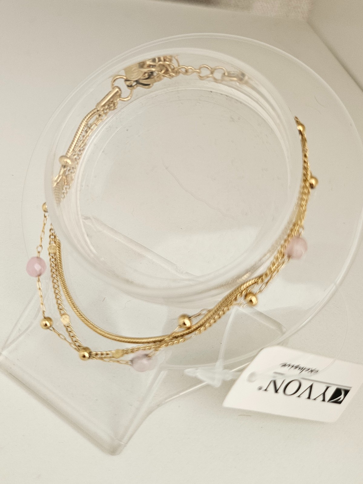 Elegante meerlaagse ketting met kwarts – RVS verguld - 147137 Elegante meerlaagse armband met kwarts – RVS verguld