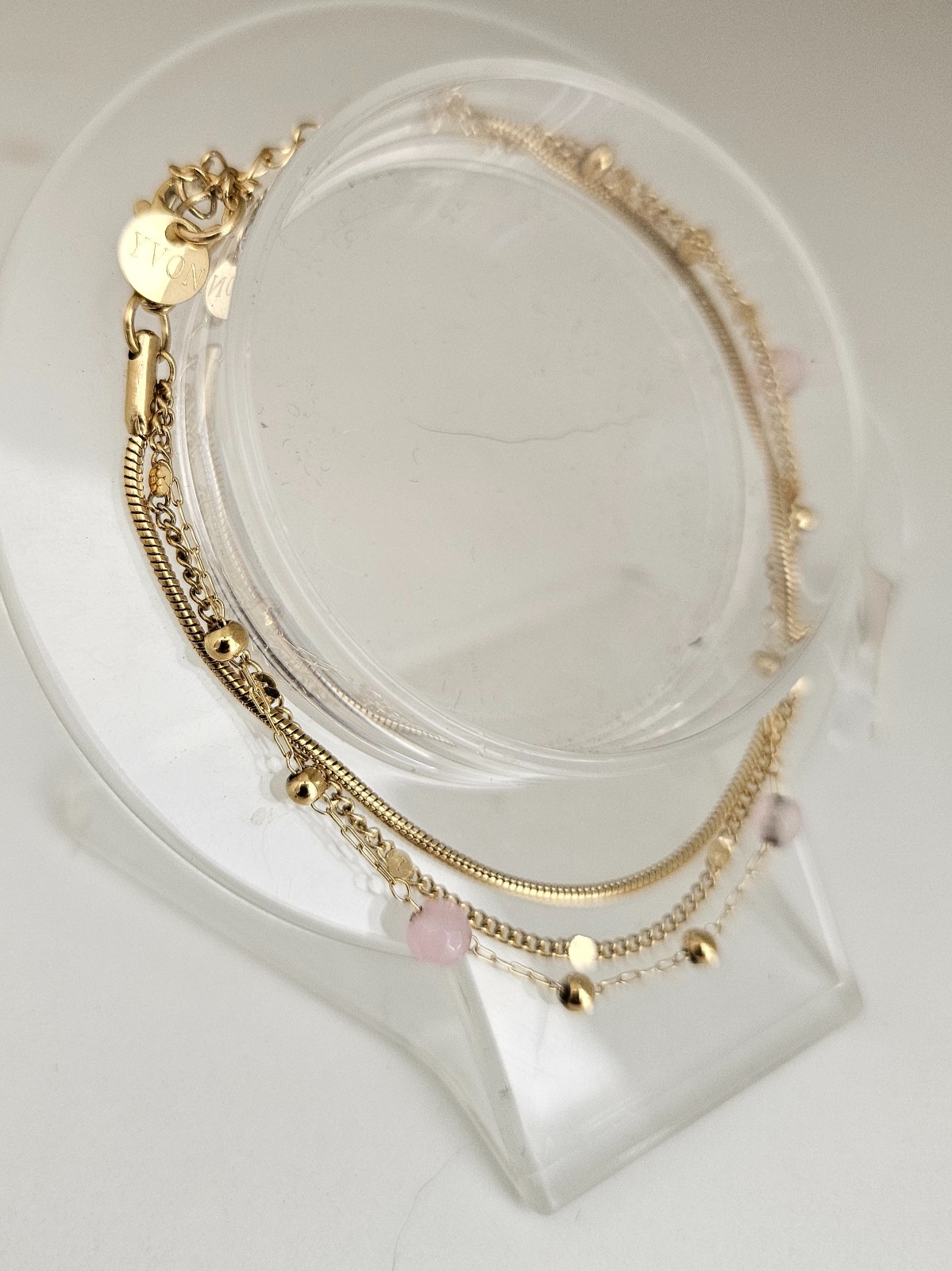 Elegante meerlaagse ketting met kwarts – RVS verguld - 147138 Elegante meerlaagse armband met kwarts – RVS verguld