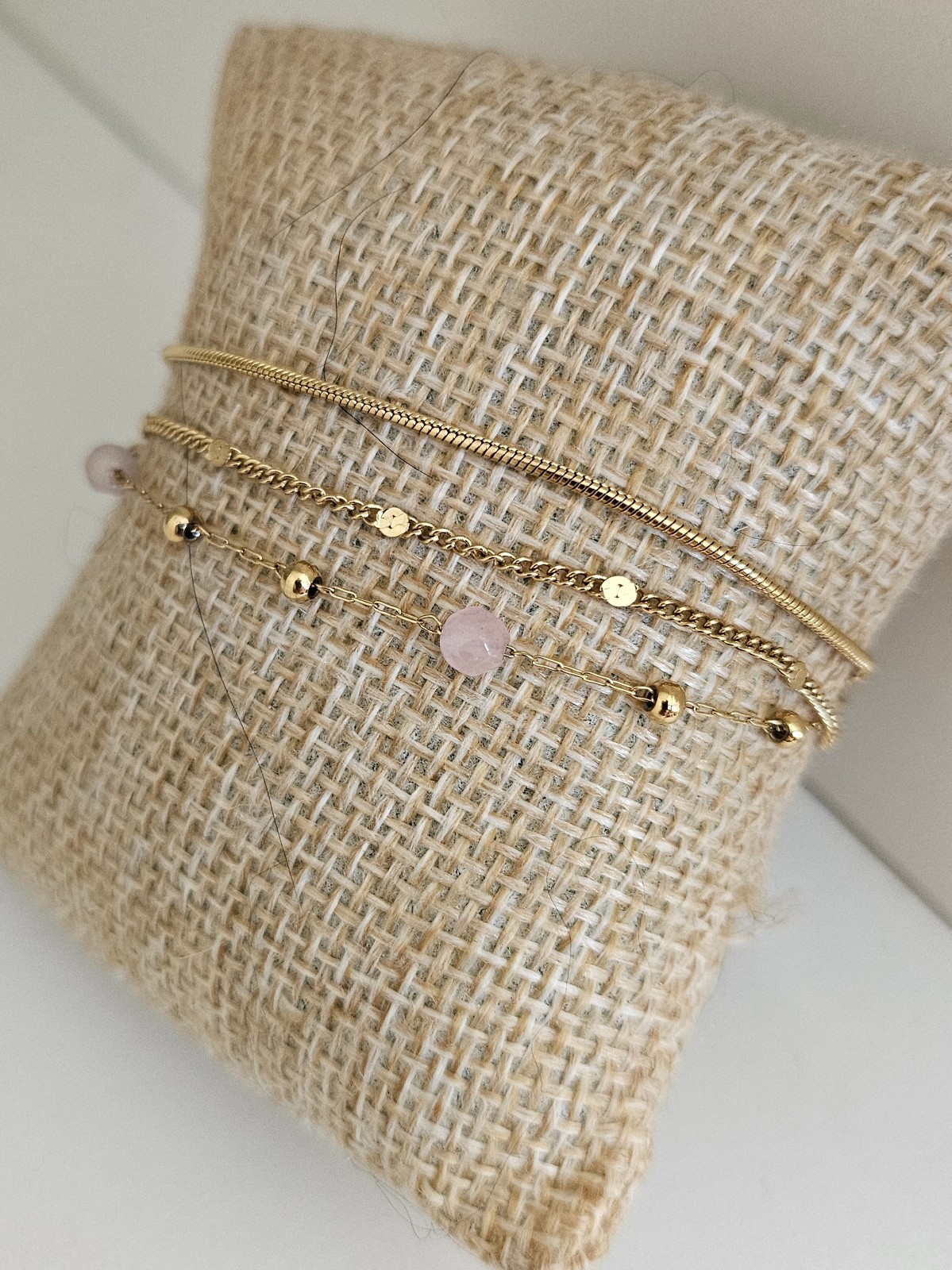 Elegante meerlaagse ketting met kwarts – RVS verguld - 147140 Elegante meerlaagse armband met kwarts – RVS verguld