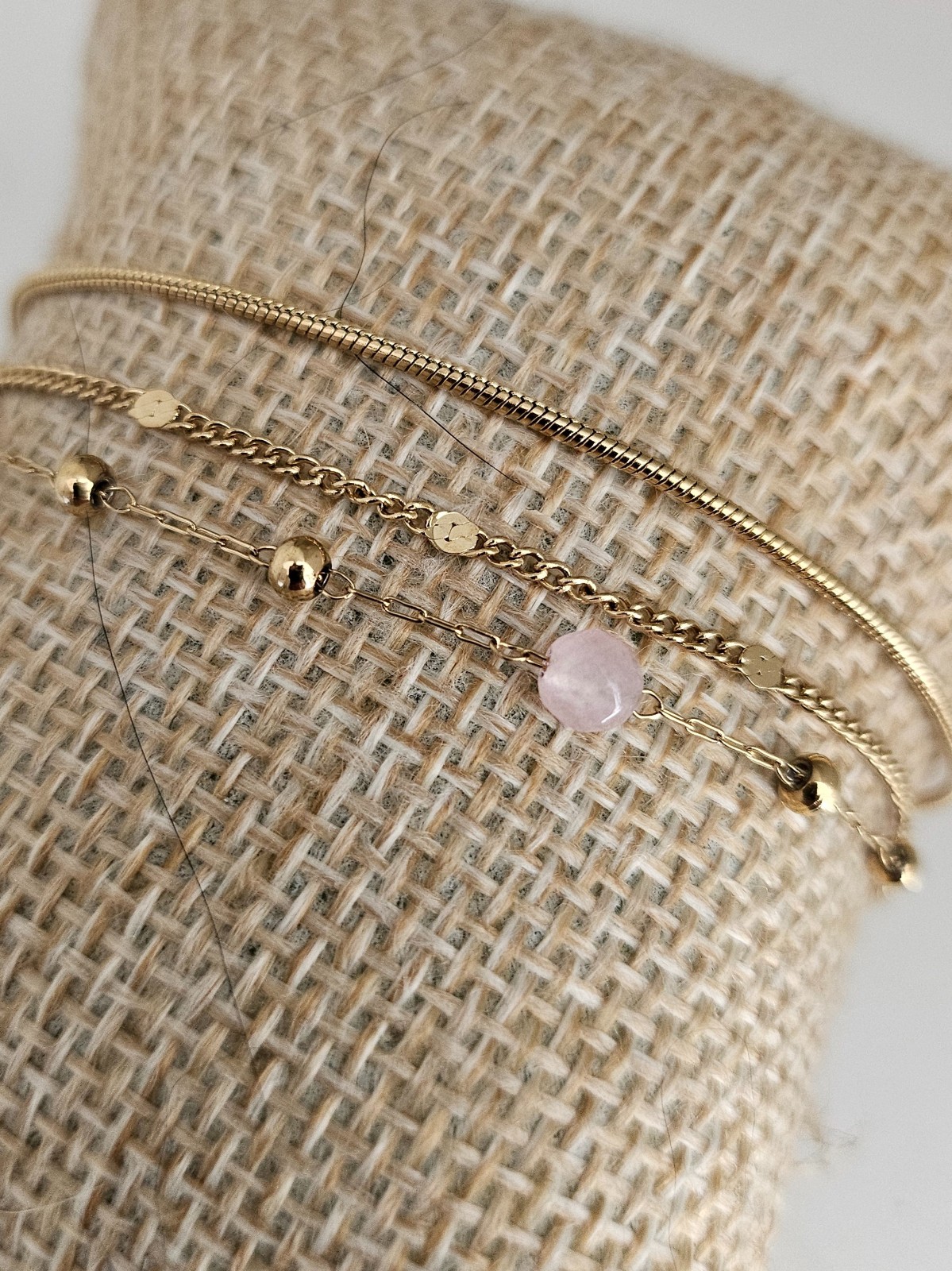 Elegante meerlaagse ketting met kwarts – RVS verguld - 147143 Elegante meerlaagse armband met kwarts – RVS verguld