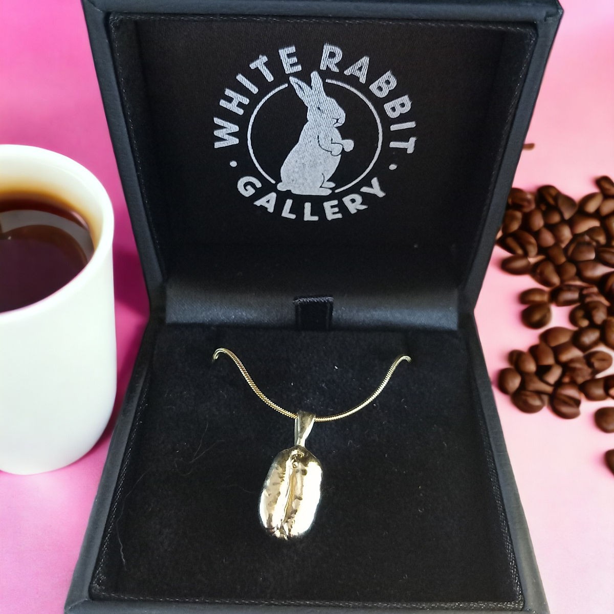 Koffieboon hanger - 24 karaat goud verguld - Echte koffieboon