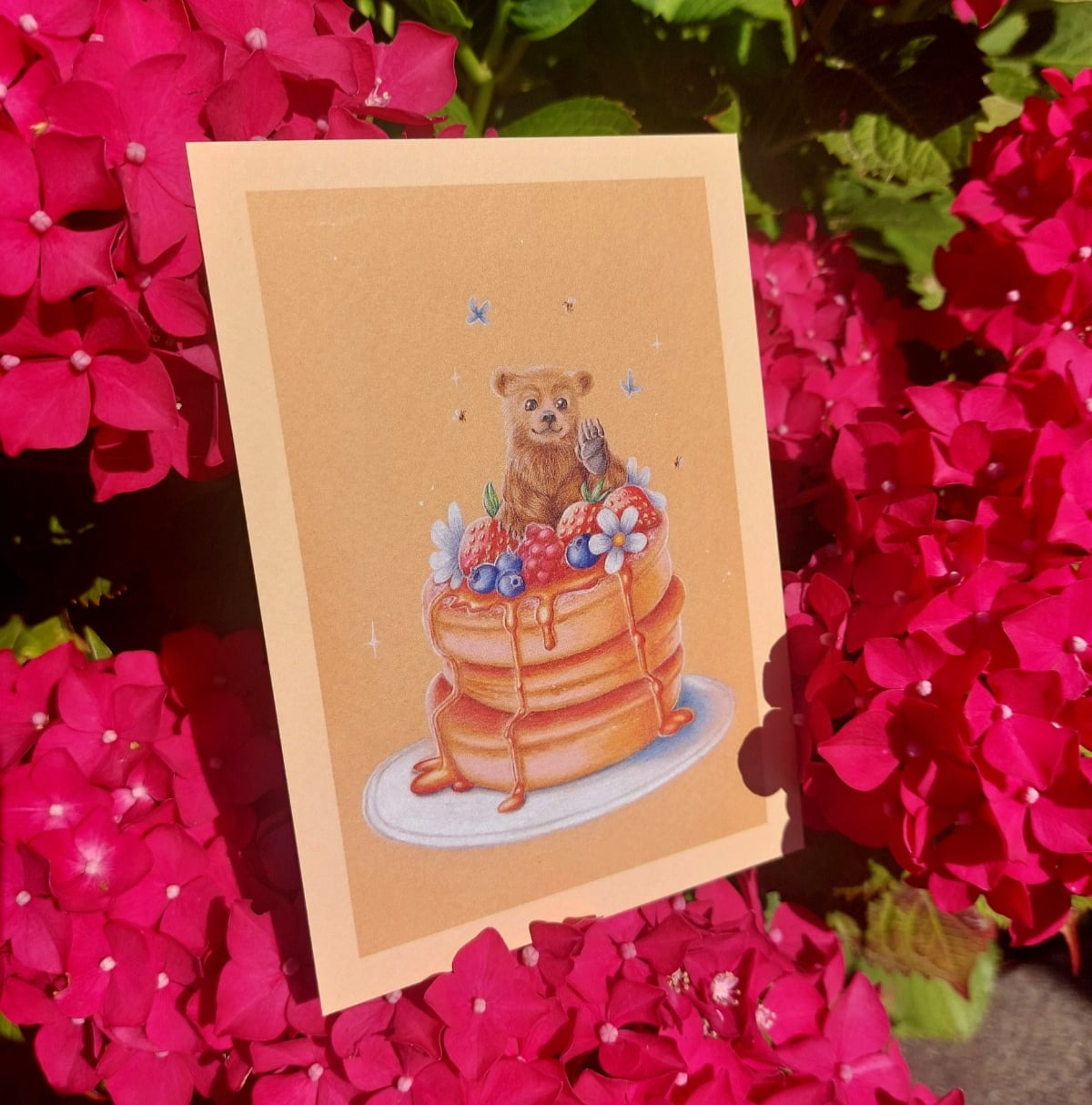 Wens kaart verjaardag A6 fluffy pancake beer