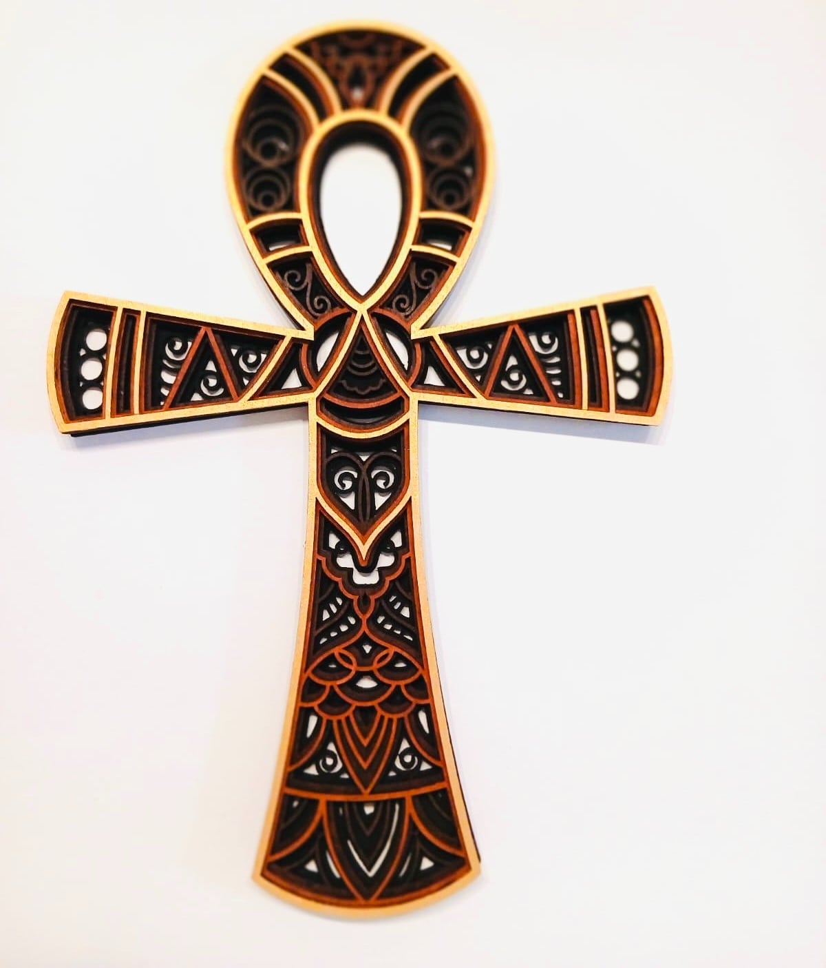 Houten Ankh Wanddecoratie – Levenssleutel Symbool – Laser Cut Des… - 109907 Houten Ankh Wanddecoratie – Levenssleutel Symbool – Laser Cut Design – 34 × 24 cm