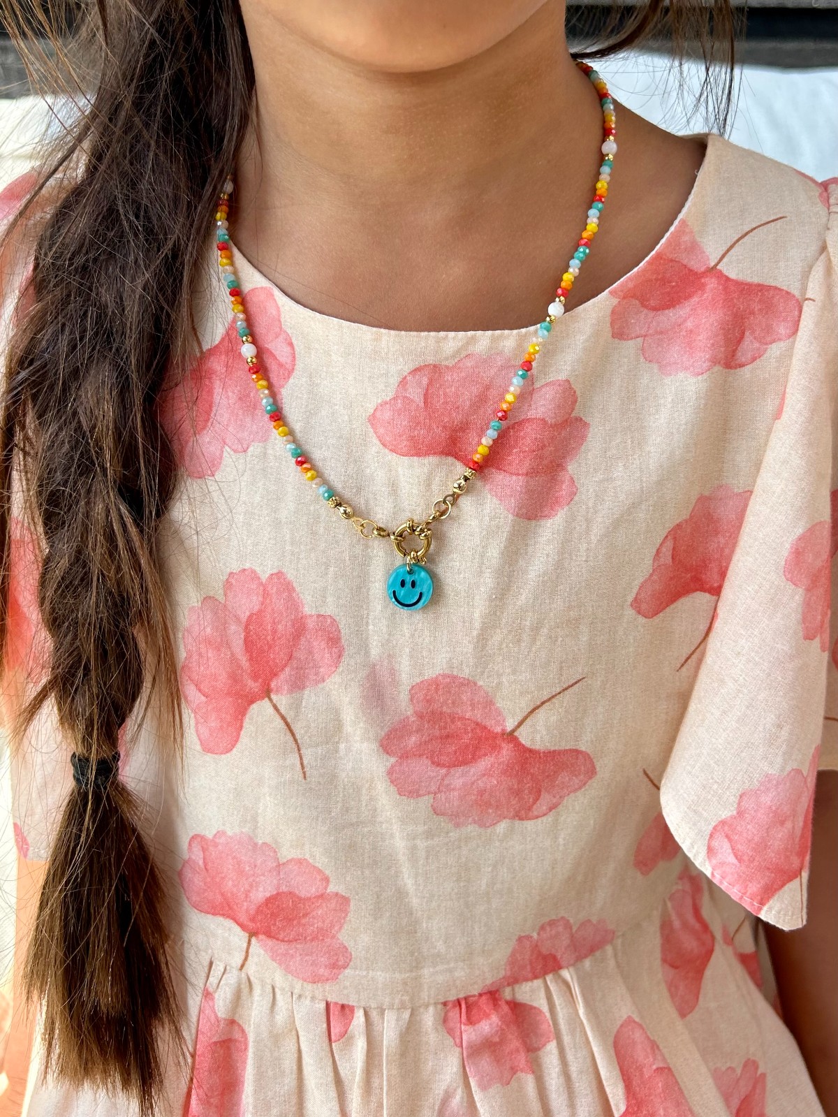 Handgemaakte regenboog kinder ketting met smiley - 74280.jpeg Handgemaakte regenboog kinder ketting met smiley