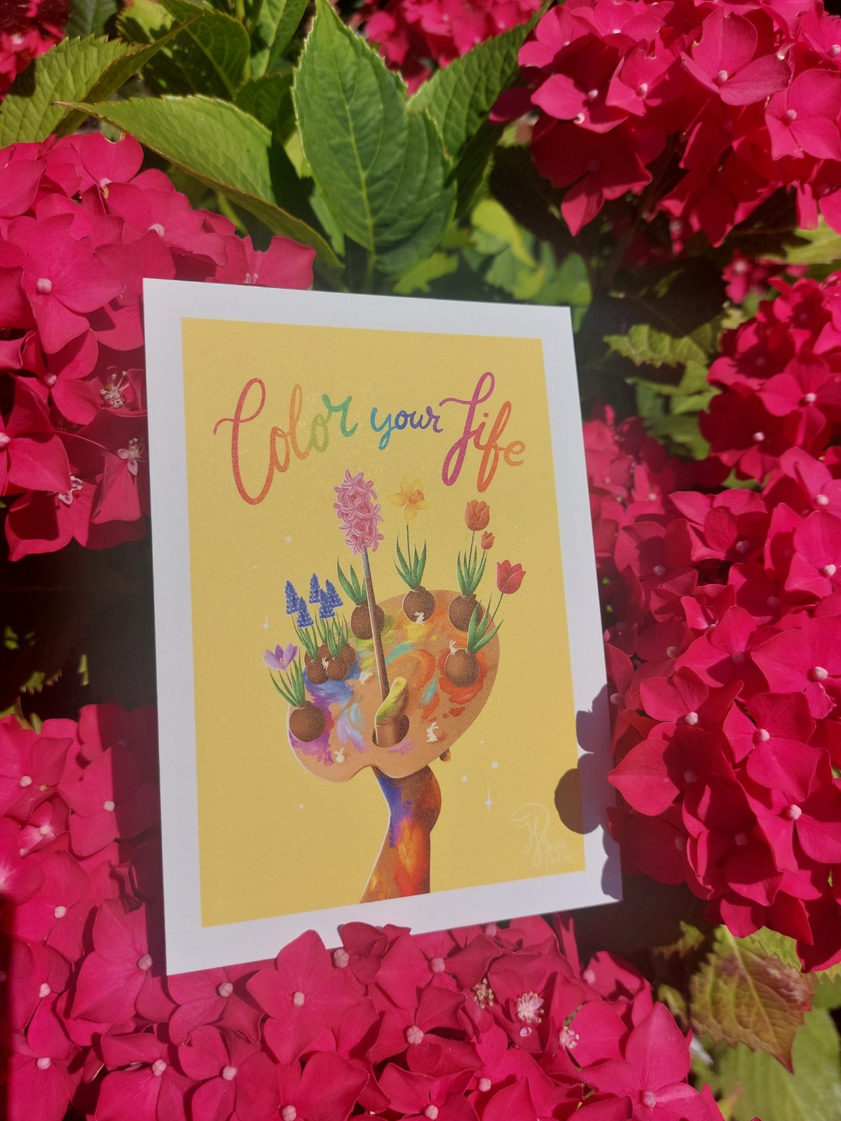 Kaart Color your life Bloemen verf pallet