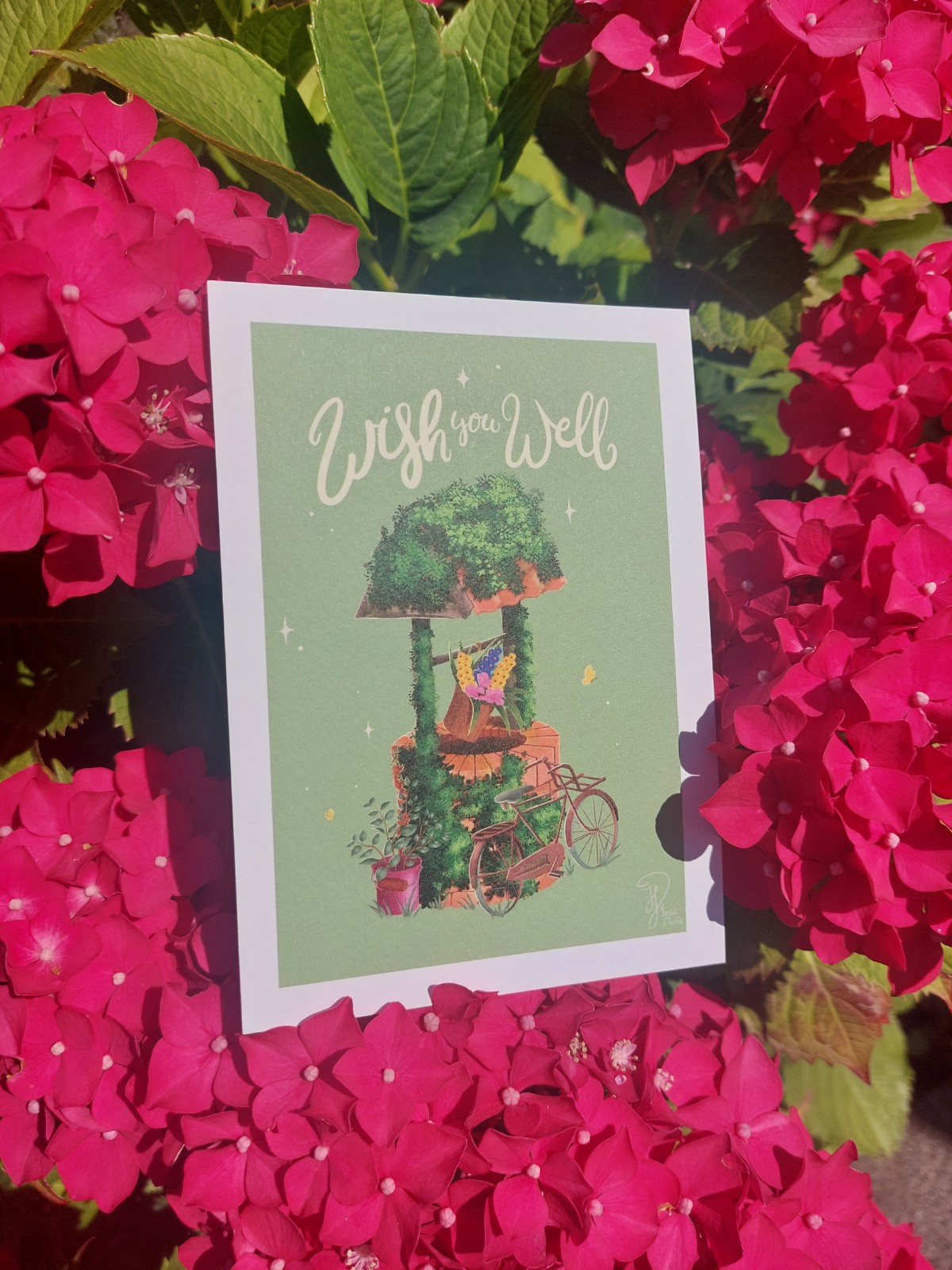 Kaart Wish you well geluks wens kaart wensput