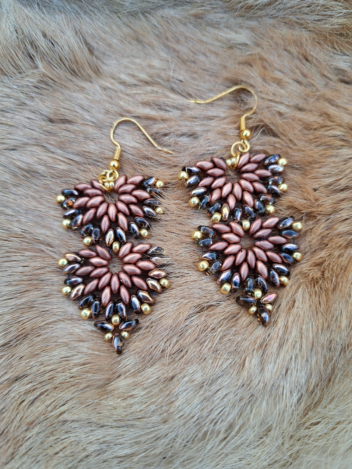 Aurora Double Bronze – elegante dubbele waaieroorbellen - 101844 Aurora Double Bronze – elegante dubbele waaieroorbellen