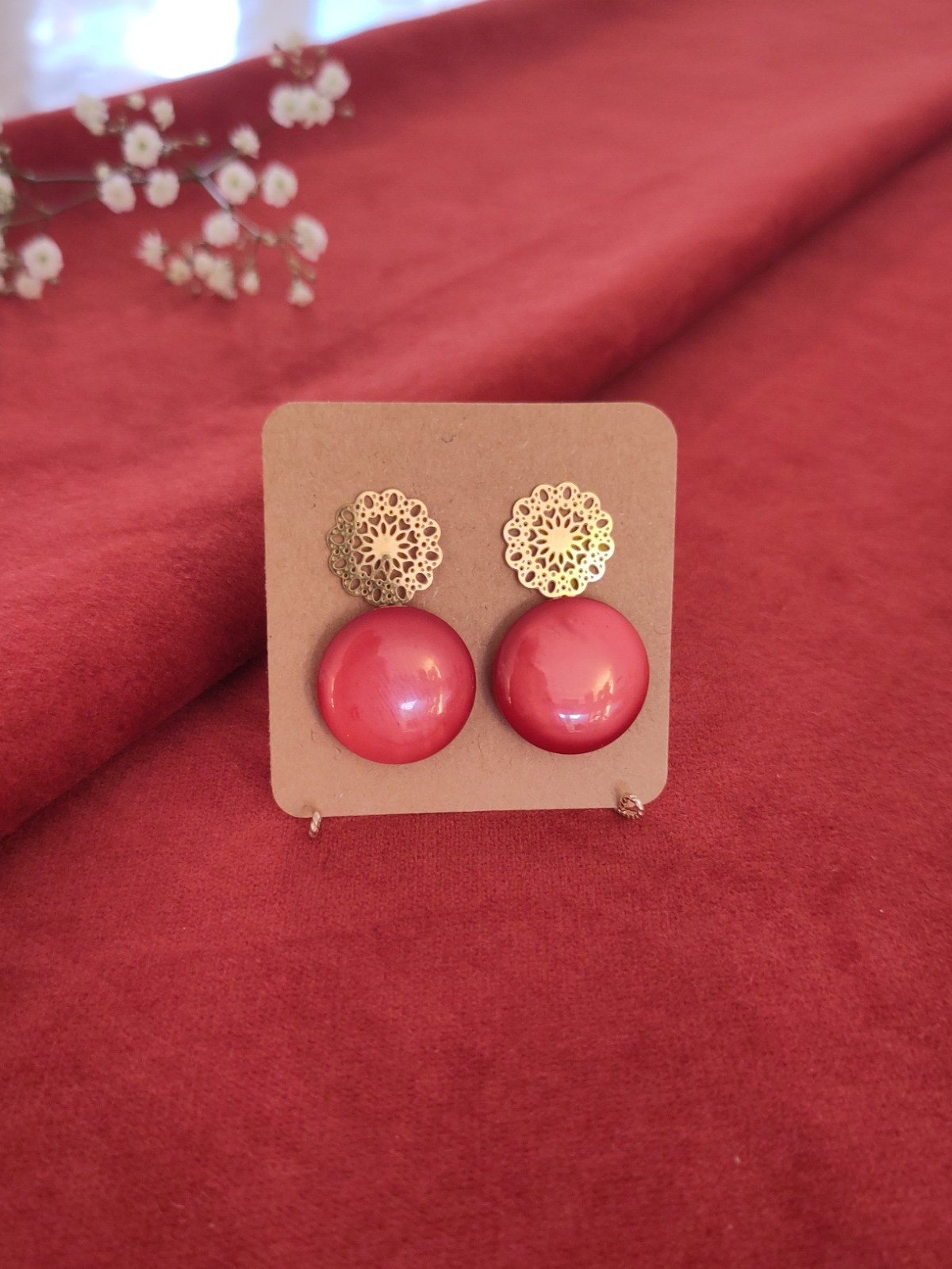 Vintage knoop oorbellen | Flower Power - 108561 Vintage knoop oorbellen | Flower Power