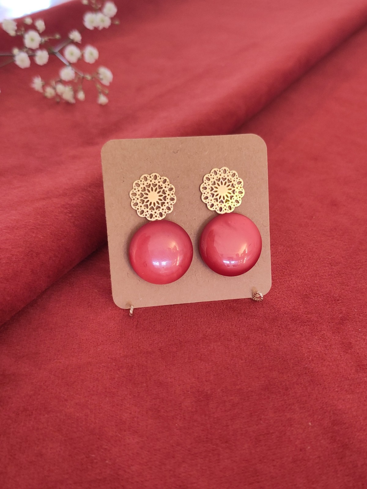 Vintage knoop oorbellen | Flower Power - 108562 Vintage knoop oorbellen | Flower Power