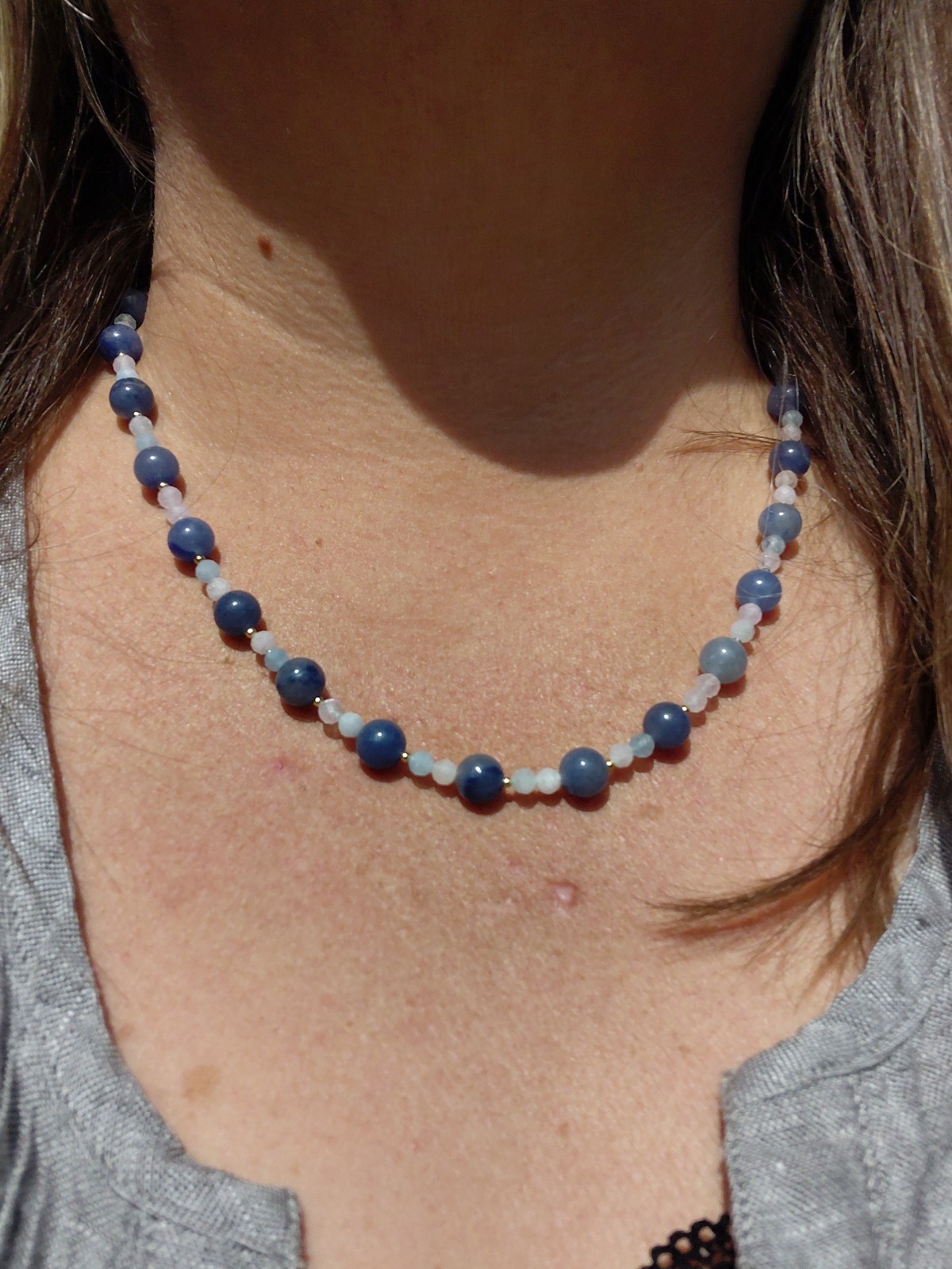Calming Blue: Ketting met blauwe aventurijn en morganiet