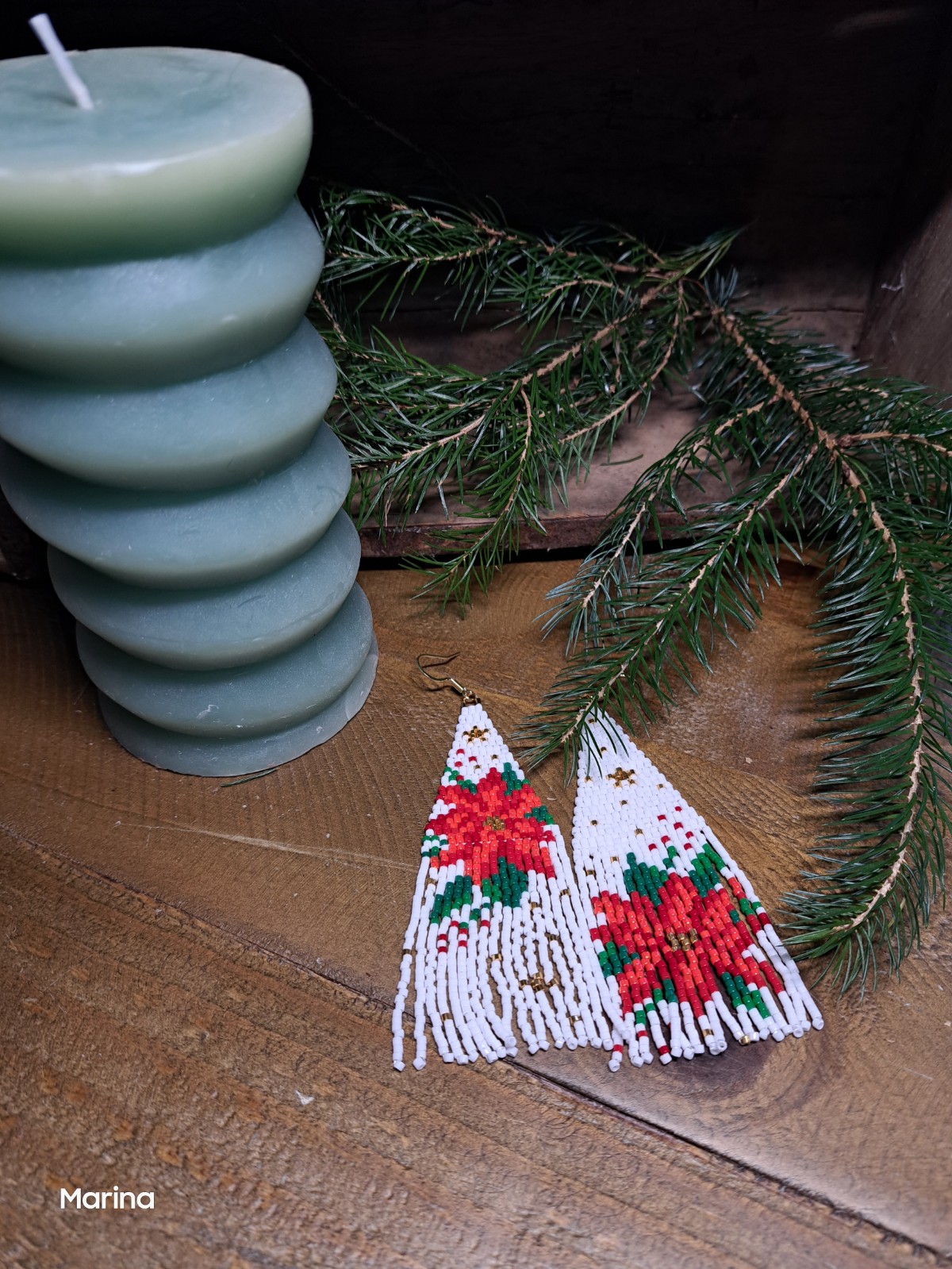 Fringeoorbellen met Poinsettia – Feestelijke Kerst Edition - 106341 Fringeoorbellen met Poinsettia – Feestelijke Kerst Edition
