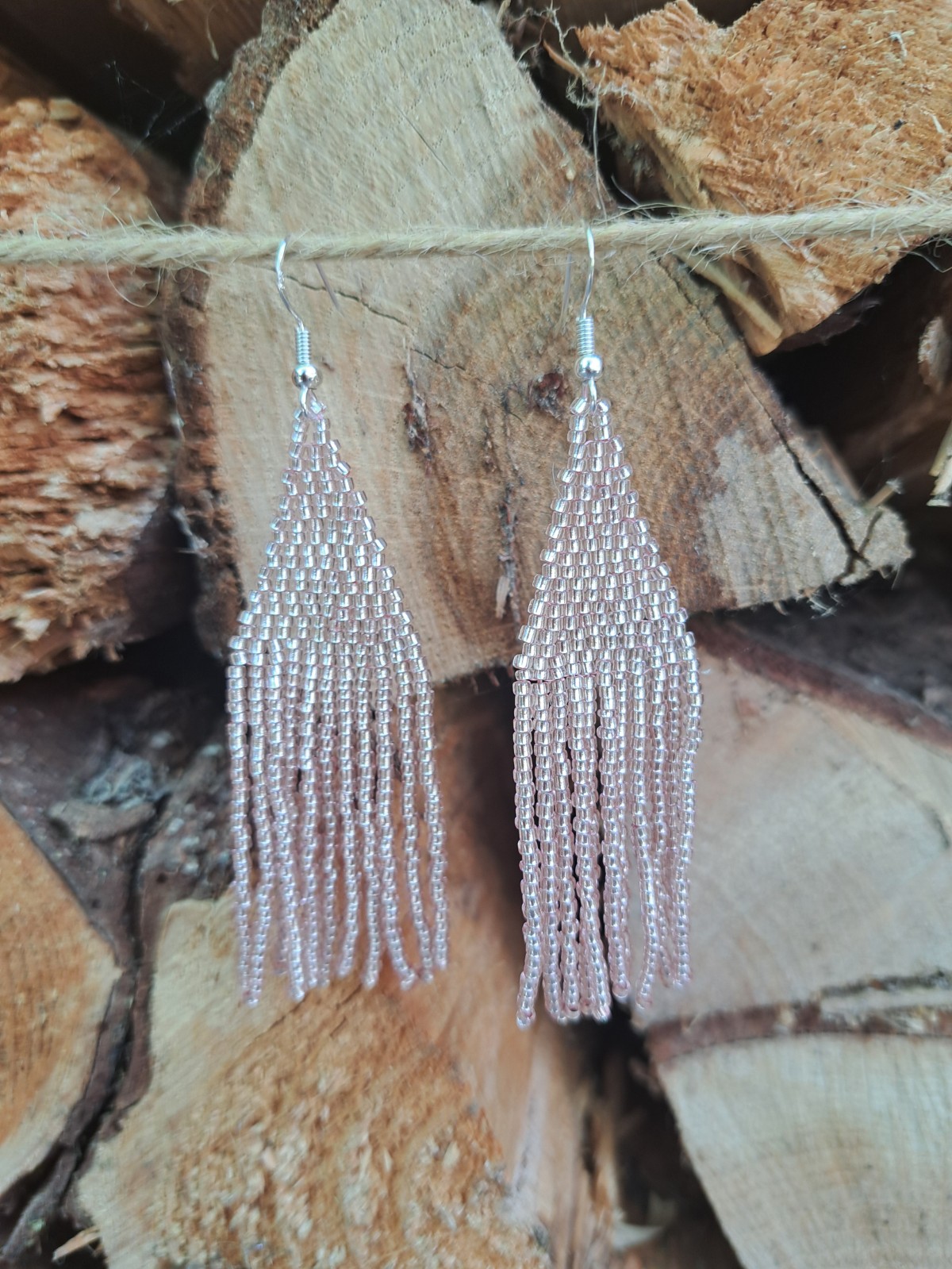 Fringe oorbellen Silver Bloom – glaskralen met roze gloed, 8,5 cm l… - 84163 Fringe oorbellen Silver Bloom – glaskralen met roze gloed, 8,5 cm lang, zilveren oorhake