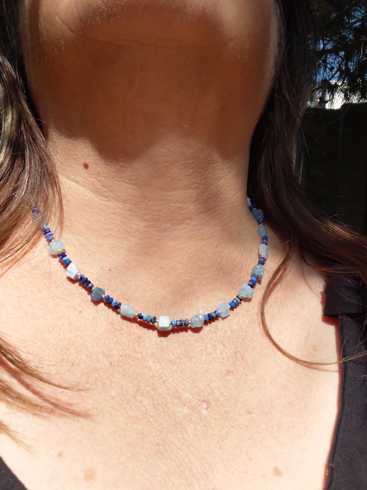 Ocean: ketting met ruwe Aquamarijn en Lapis Lazuli - 145759 Ocean: ketting met ruwe Aquamarijn en Lapis Lazuli