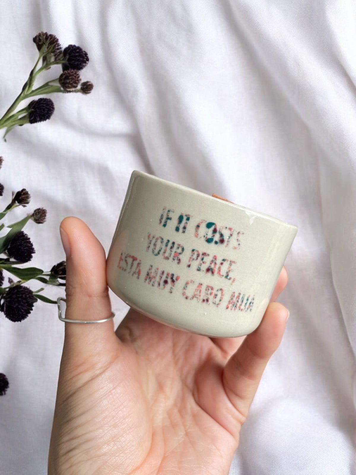 Handgemaakte Keramiek - Sojawaskaars - als het je vrede kost