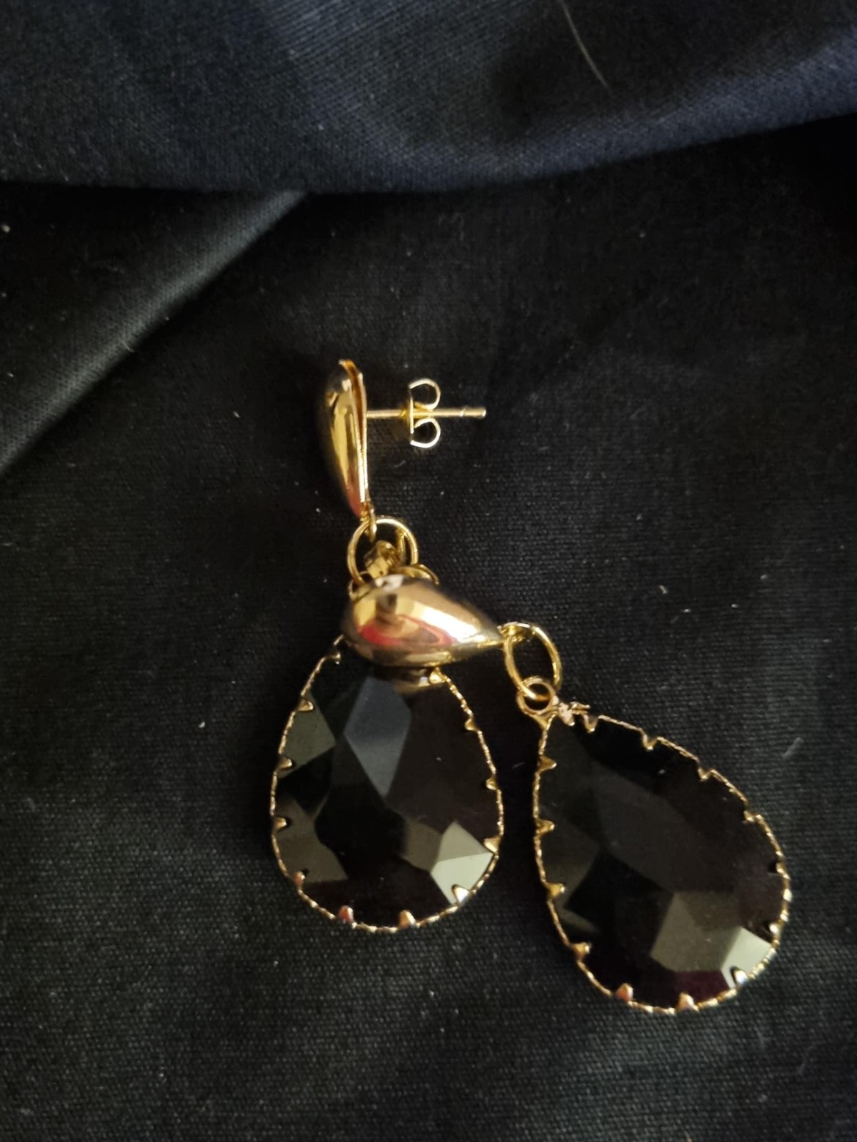 Elegante oorbellen met grote zirkonia - denim blauw