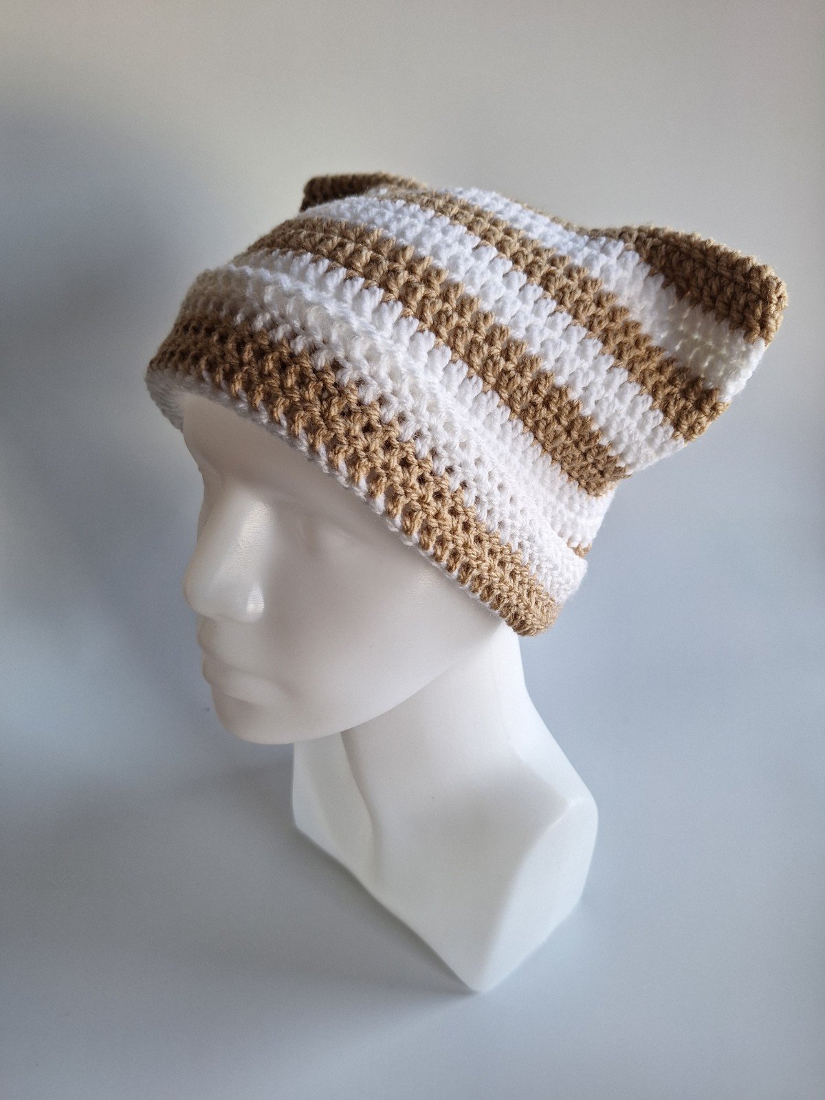 Gehaakte muts | Wit en beige