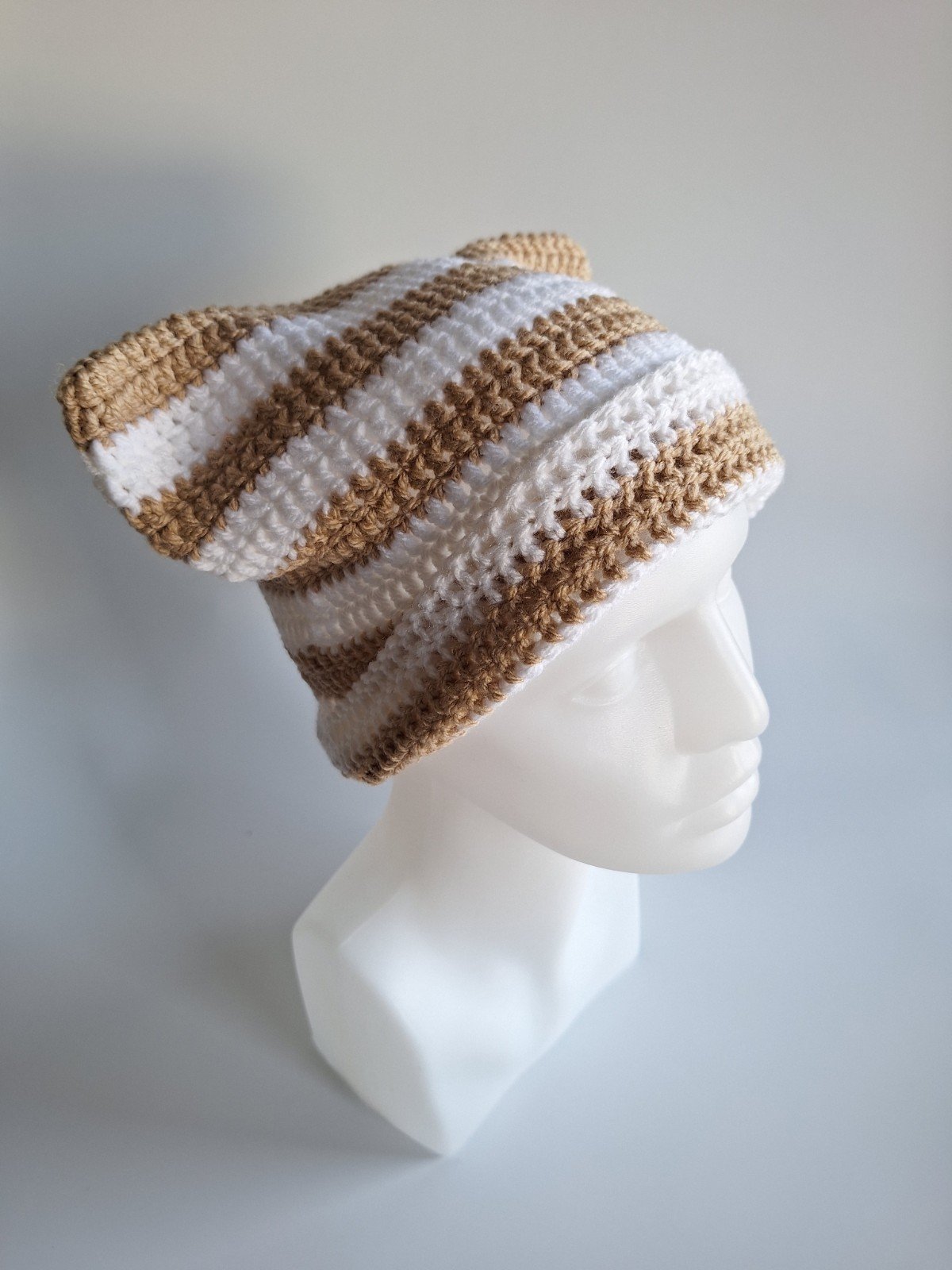 Gehaakte muts | Wit en beige