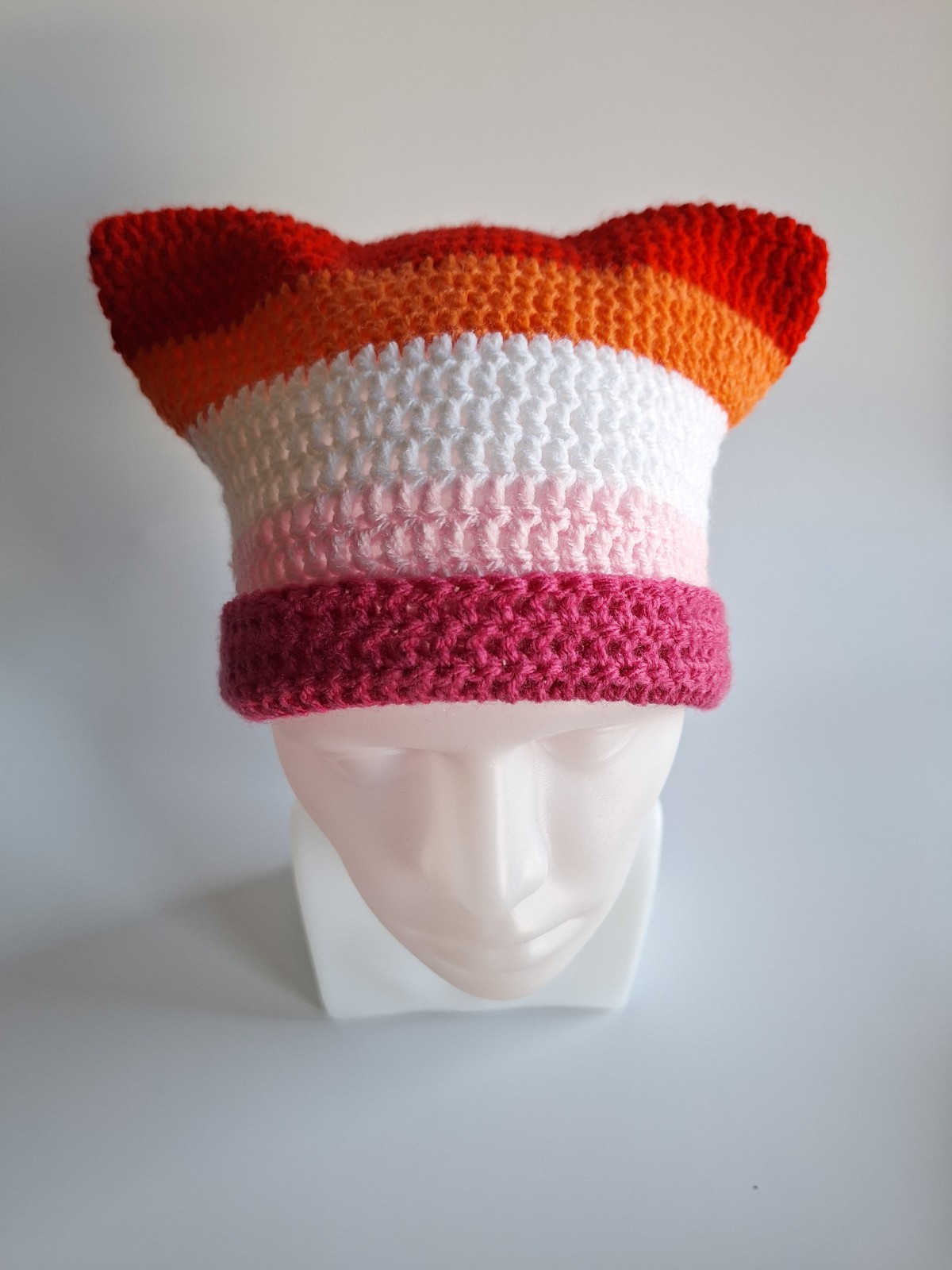 Muts 'Lesbian flag' - 46821.jpeg Gehaakte muts | Lesbische vlag