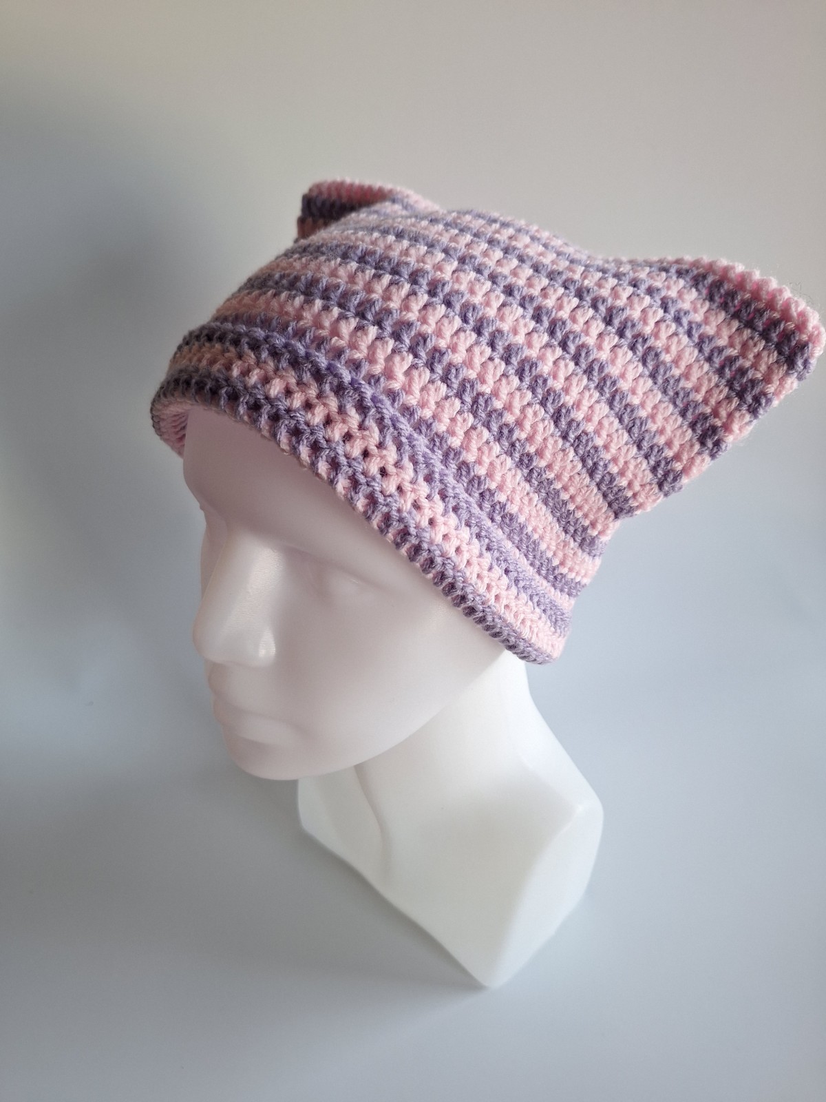 Gehaakte muts | Lila en lichtroze
