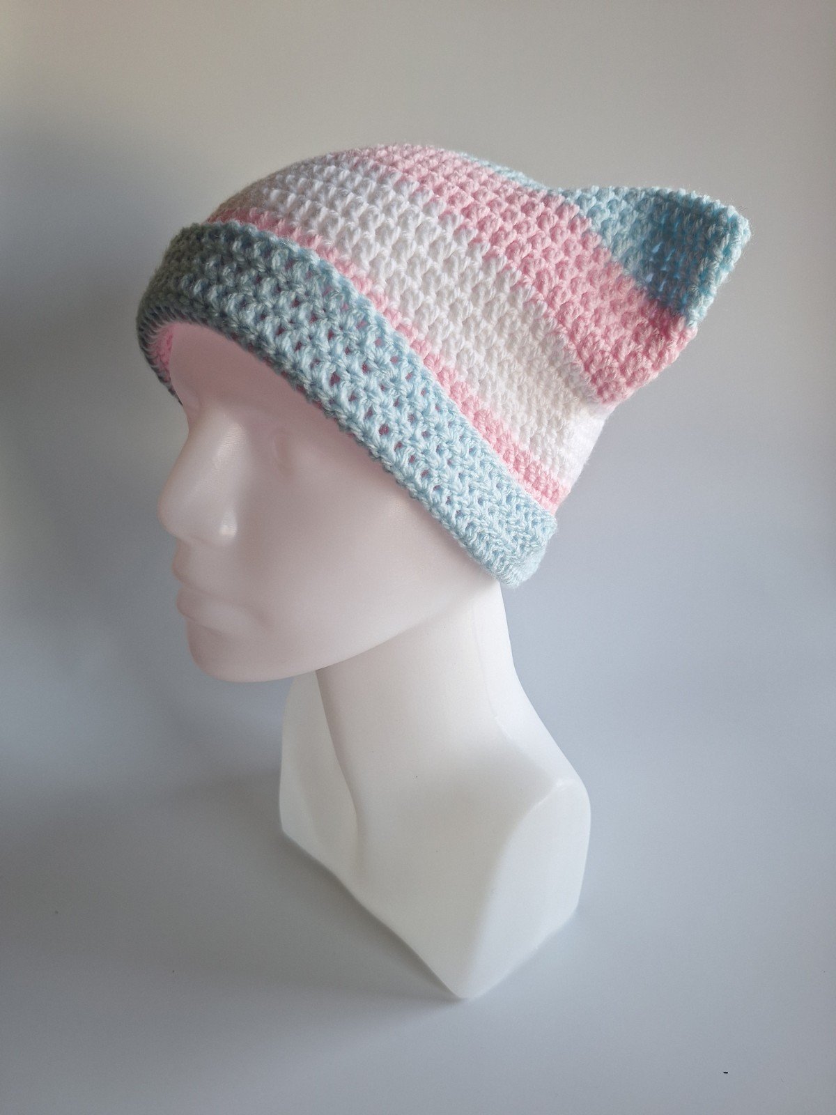 Muts 'transgender flag' - 46849.jpeg Gehaakte muts | Transgender vlag