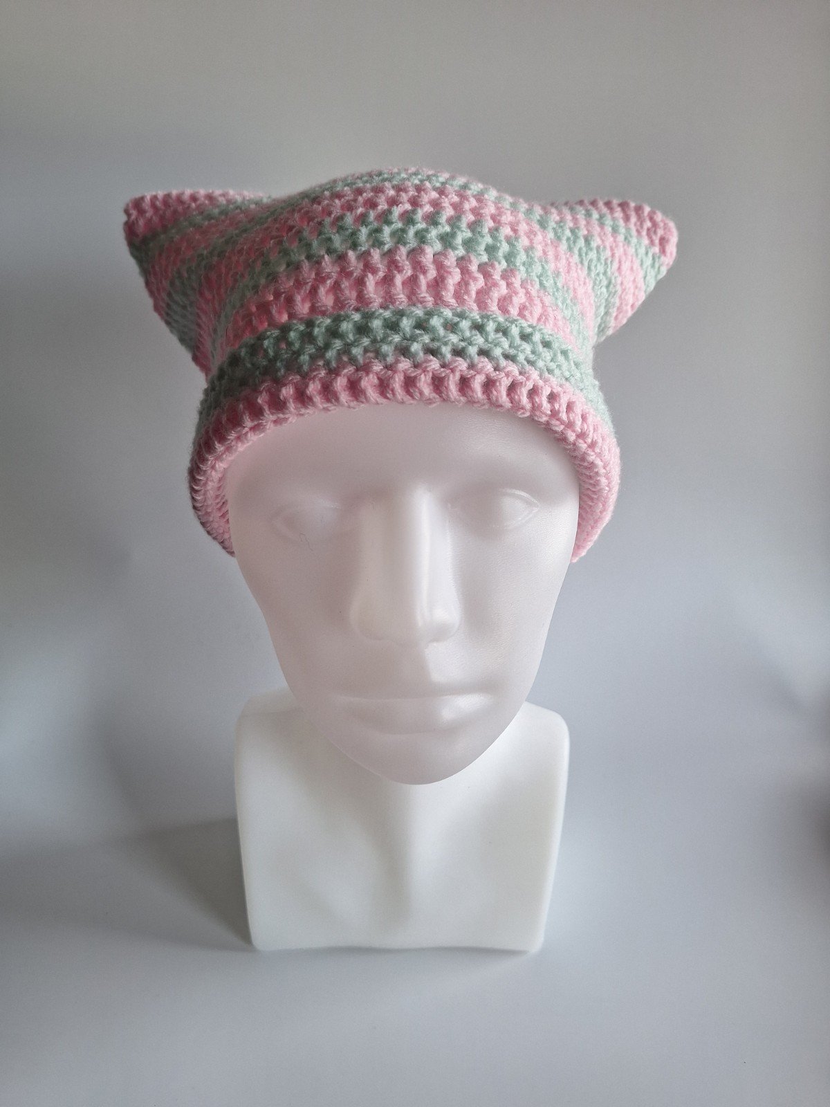 Gehaakte muts 'Baby pink & mint' - 47598.jpeg Gehaakte muts | Lichtroze en mintgroen