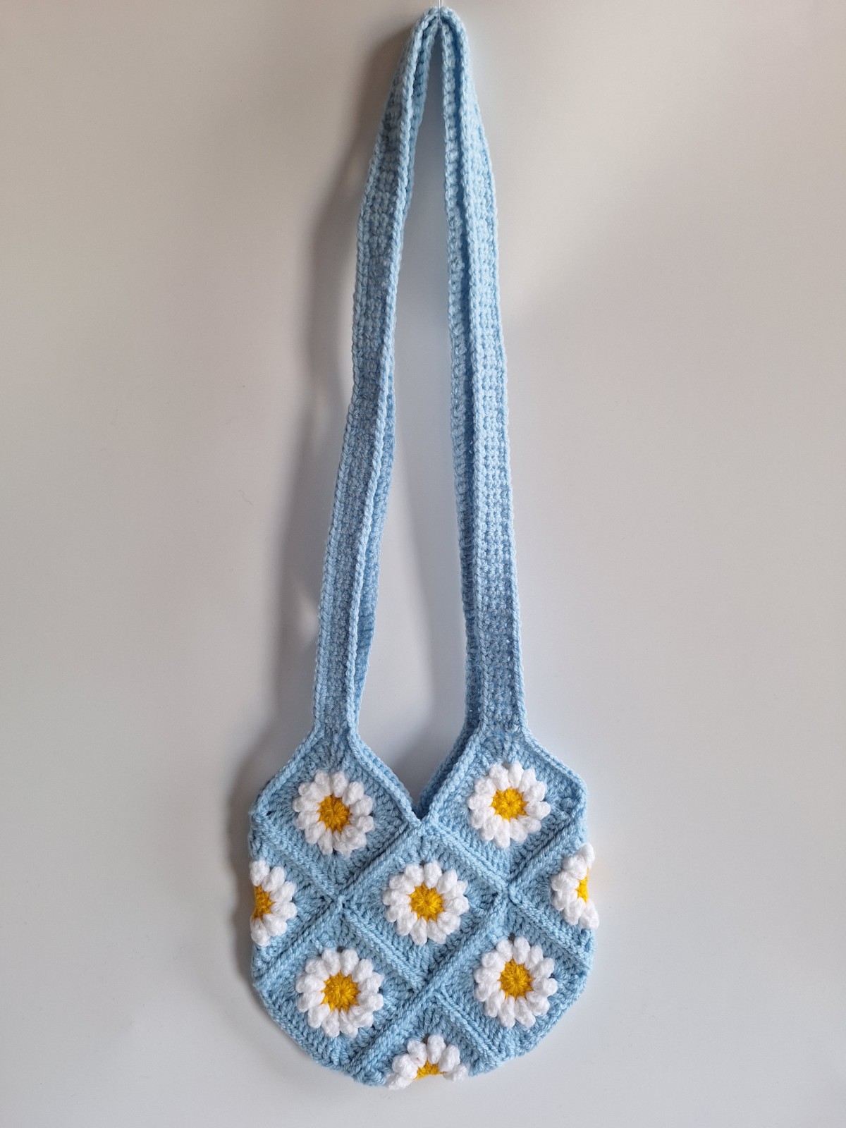 Gehaakte tas | Blauwe madeliefjes