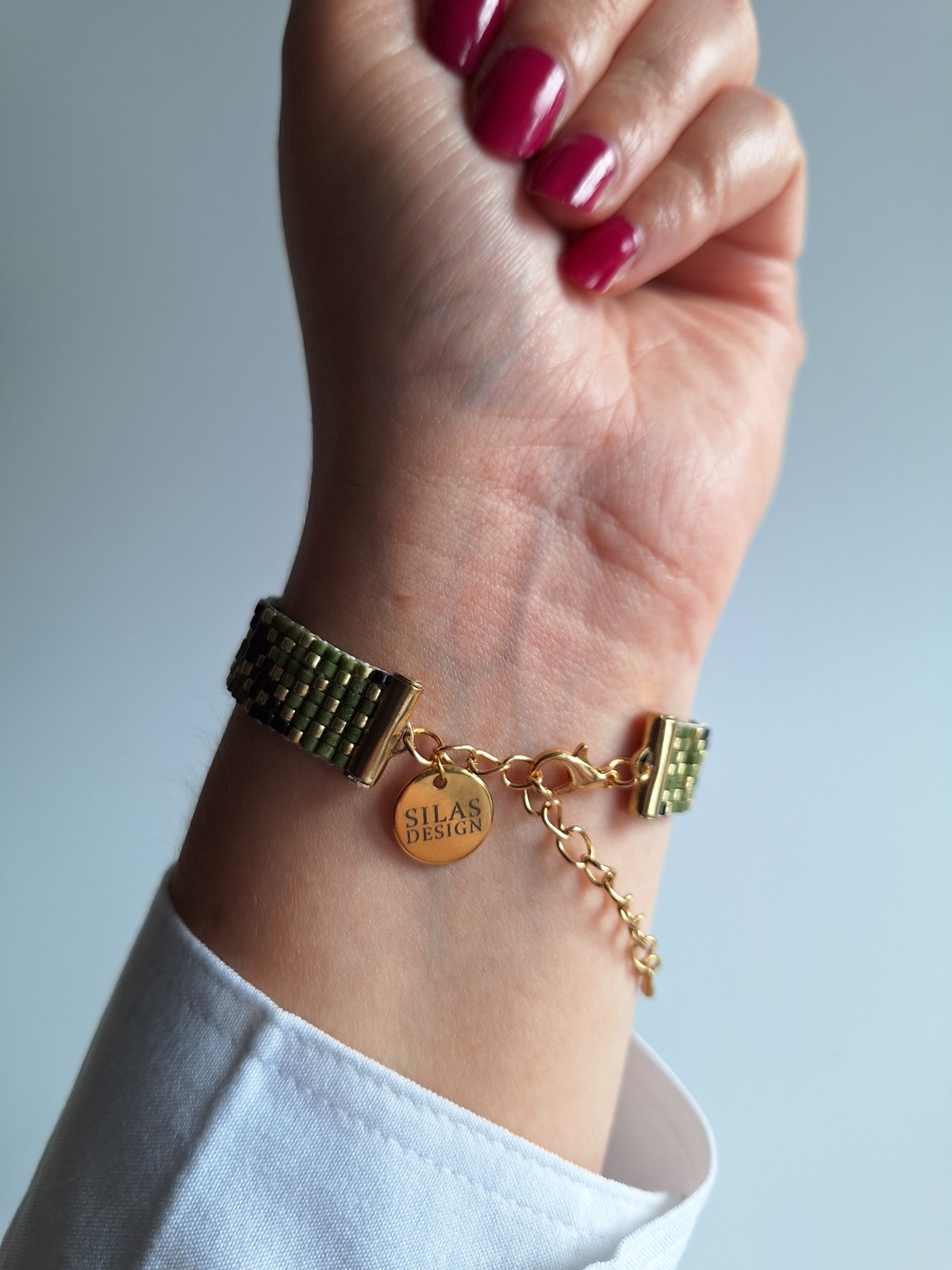 Geweven kralen armband | Leger strepen