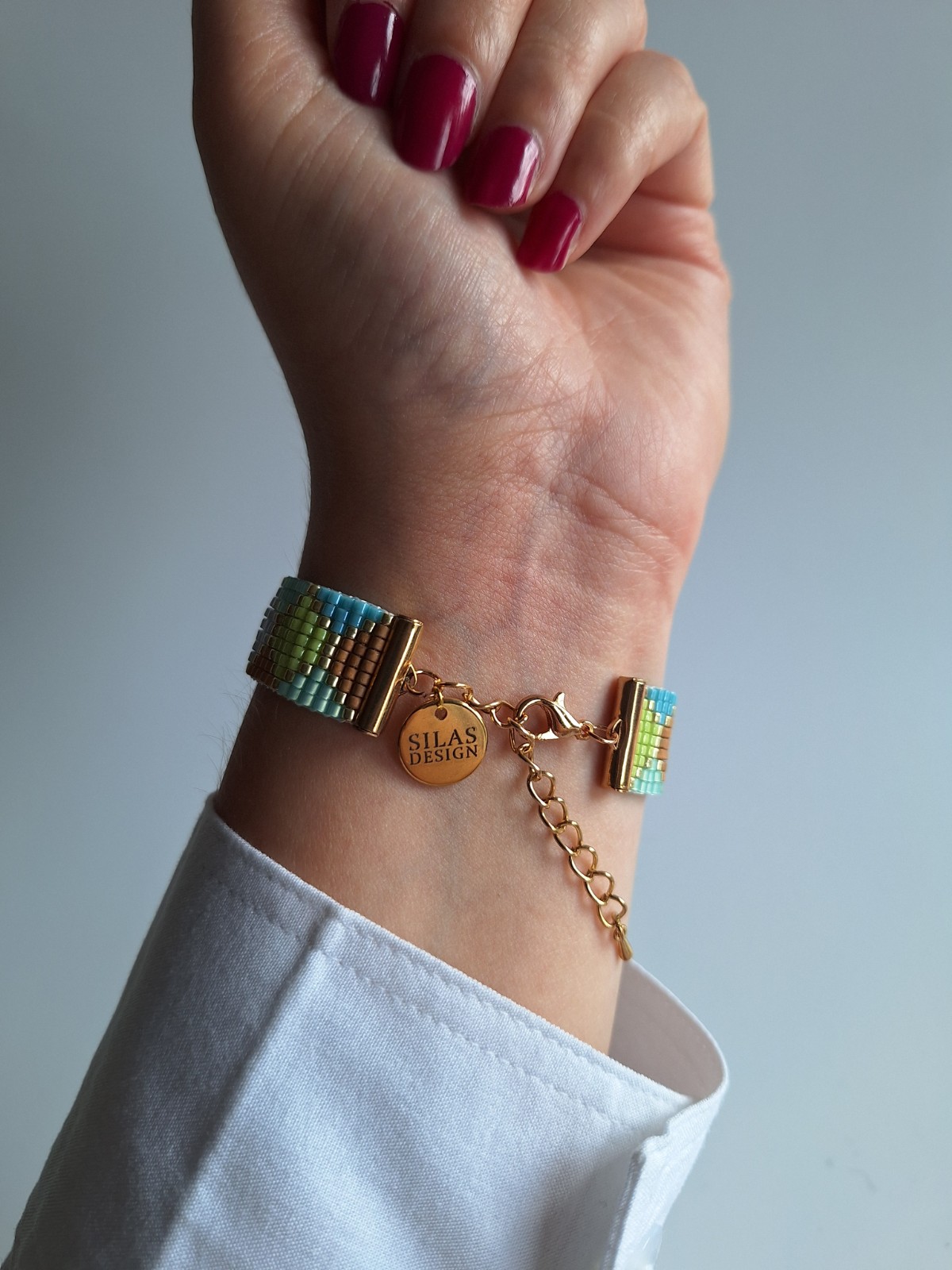 Geweven kralen armband 'Boho-chic hexagon' - 48395.jpeg Geweven kralen armband 'Boho-chic hexagon'