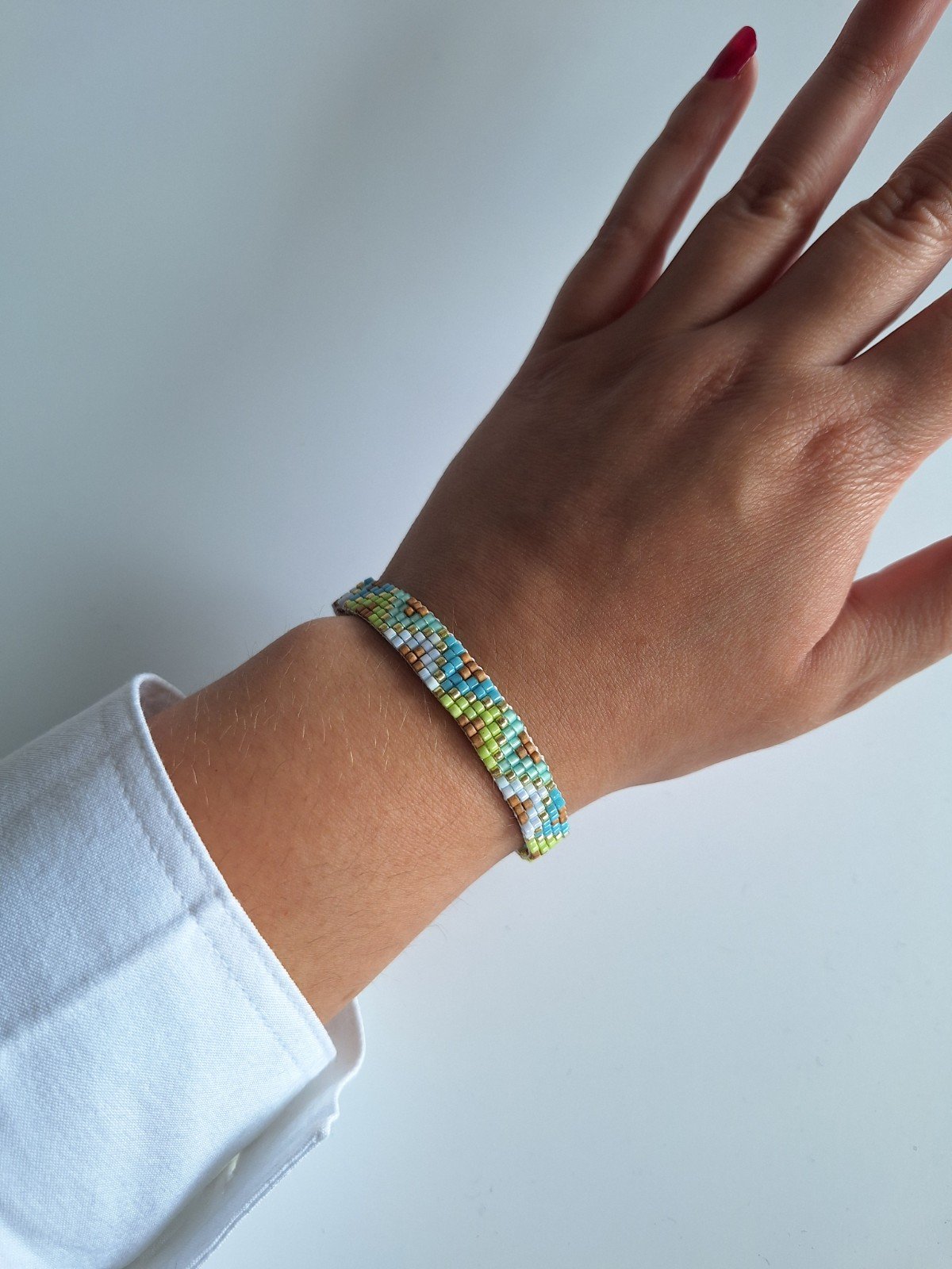 Geweven kralen armband 'Boho-chic zigzag' - 48333.jpeg Geweven kralen armband 'Boho-chic zigzag'