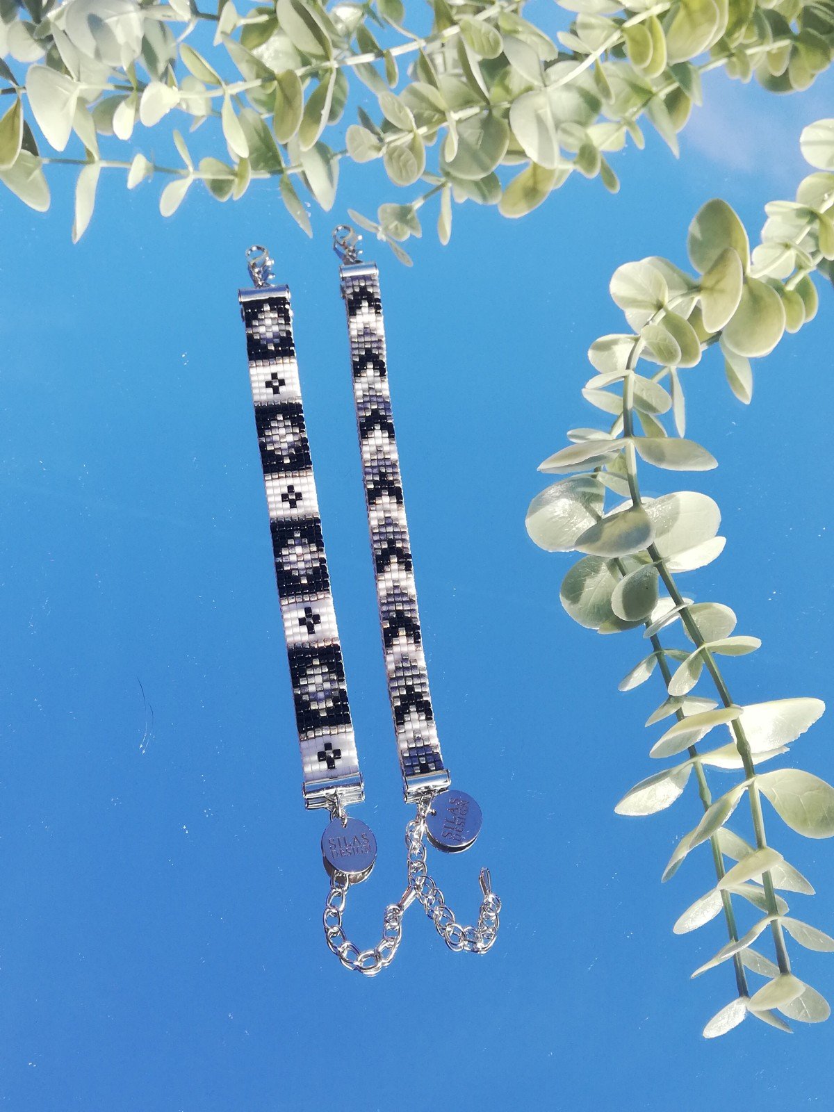 Geweven kralen armband 'Grey stained glass' - 48555.jpeg Geweven kralen armband | Grijs glas-in-lood