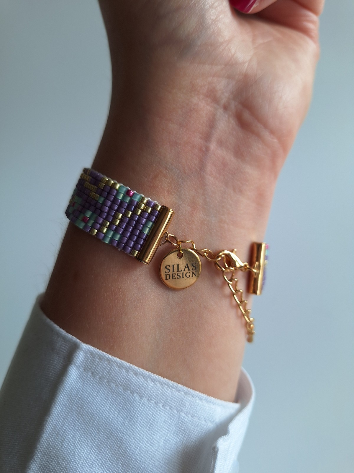 Geweven kralen armband | Mintgroene bloesem