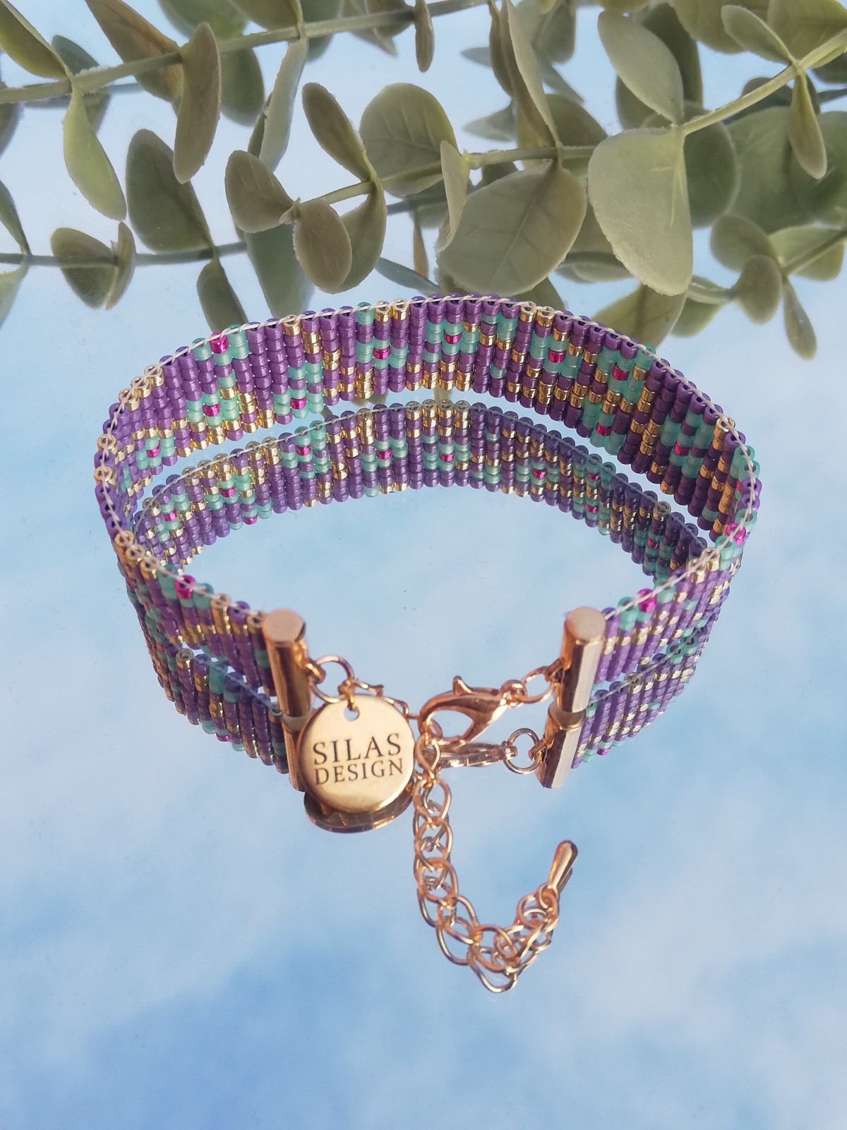 Geweven kralen armband | Mintgroene bloesem