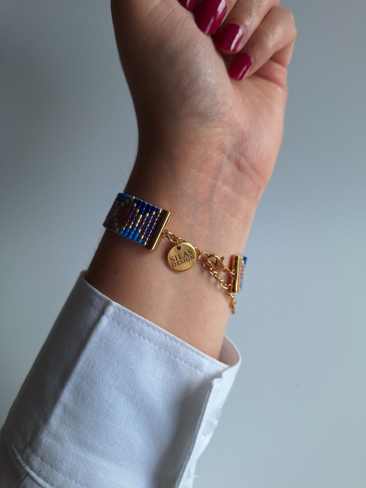 Geweven kralen armband 'Purple hexagon' - 48380.jpeg Geweven kralen armband | Paarse hexagon