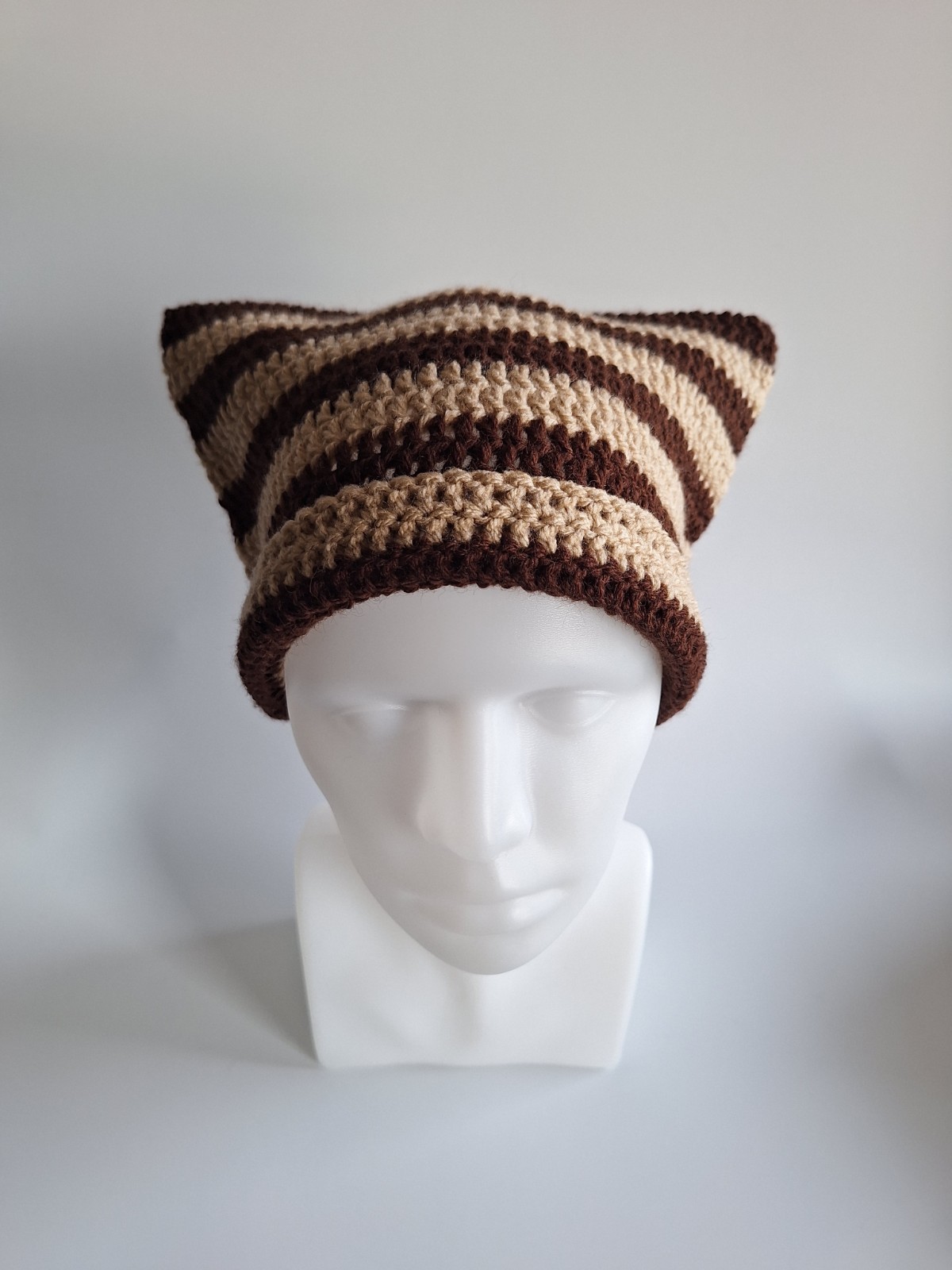 Gehaakte muts | Bruin en beige