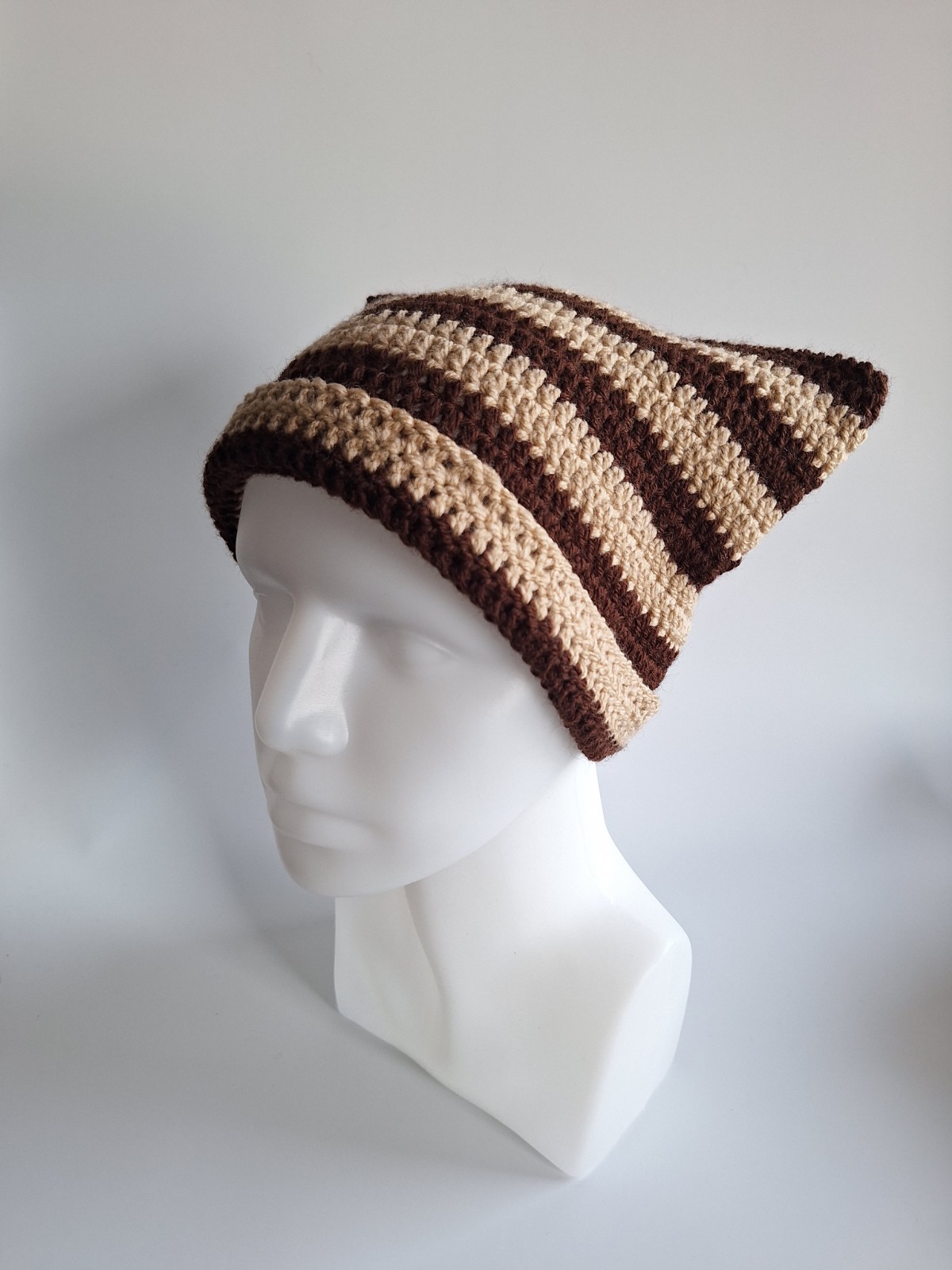 Gehaakte muts | Bruin en beige