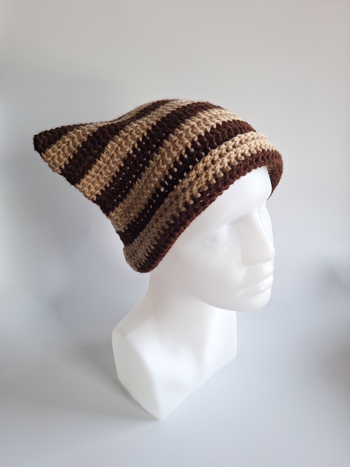 Gehaakte muts | Bruin en beige