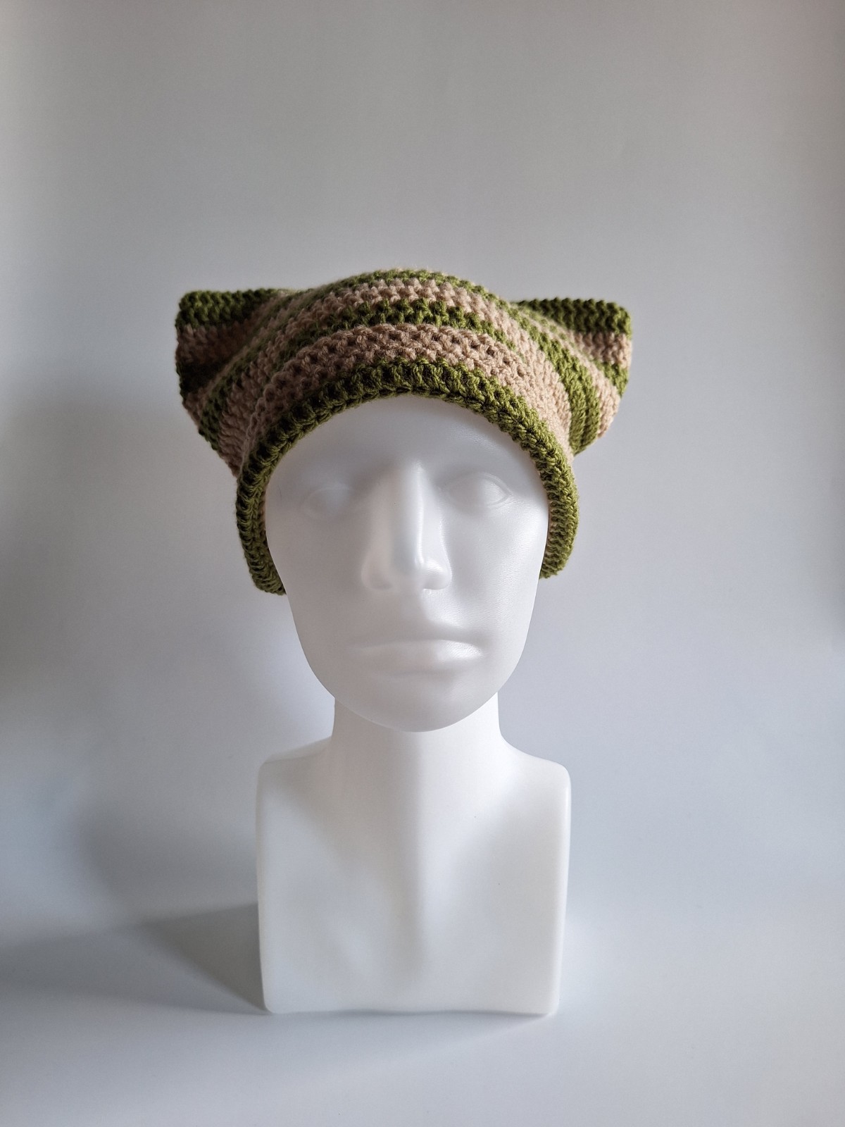 Gehaakte muts | Beige en donkergroen