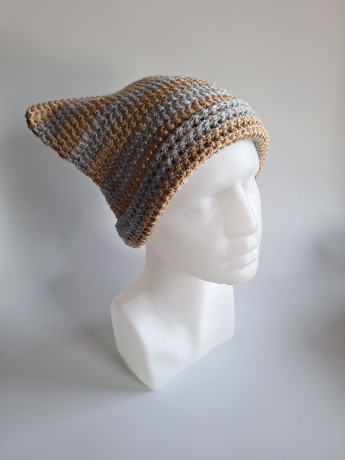 Gehaakte muts | Beige en lichtgrijs