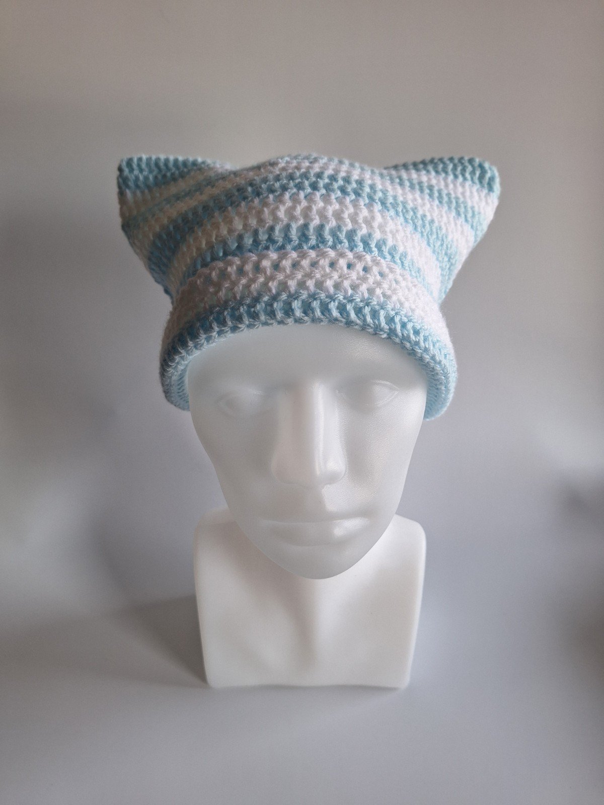 gehaakte muts 'Baby blue & white' - 51239.jpeg gehaakte muts | Lichtblauw en wit