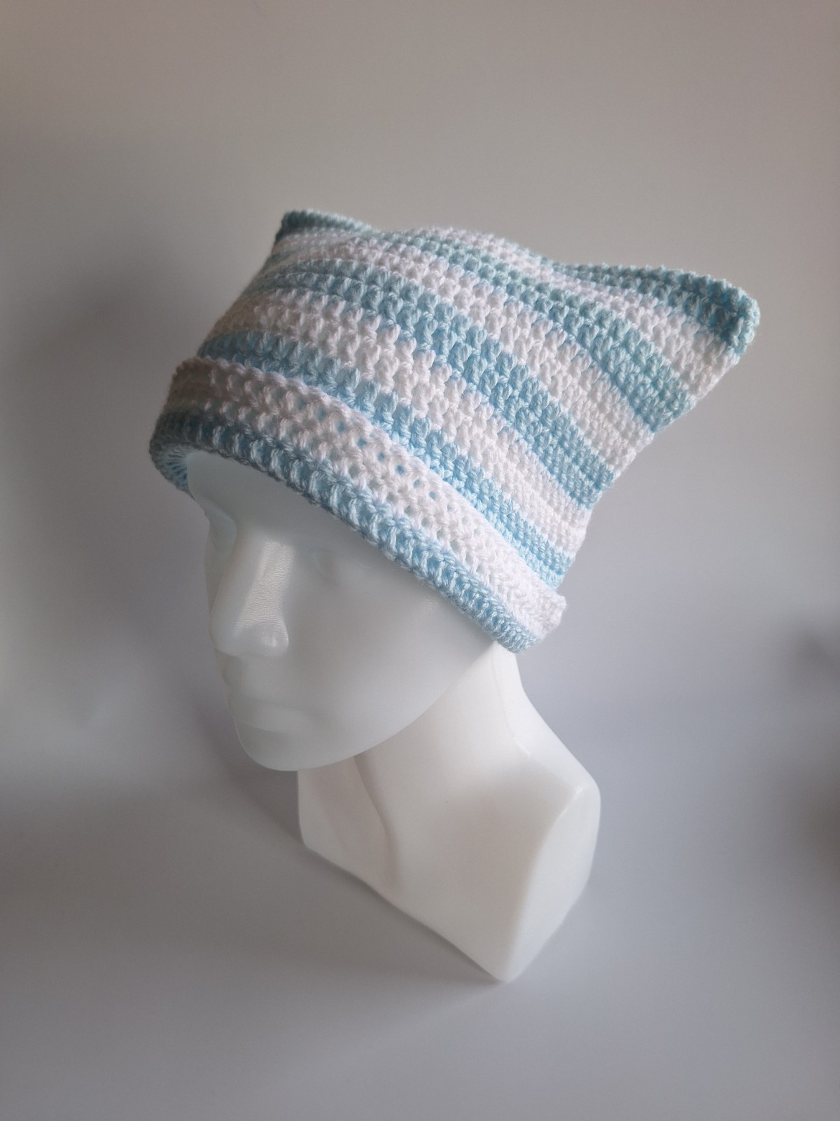 gehaakte muts 'Baby blue & white' - 51243.jpeg gehaakte muts | Lichtblauw en wit