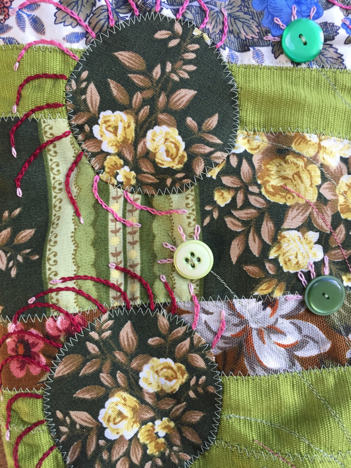 Patchwork tas van groene en blauwe vintage stoffen - 56123.jpeg Patchwork tas van groene en blauwe vintage stoffen