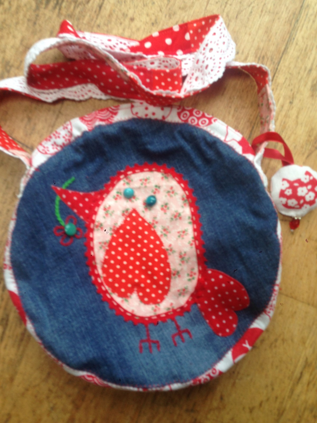 Ronde tas met grappig vogeltje - 55607.jpeg Ronde tas met grappig vogeltje