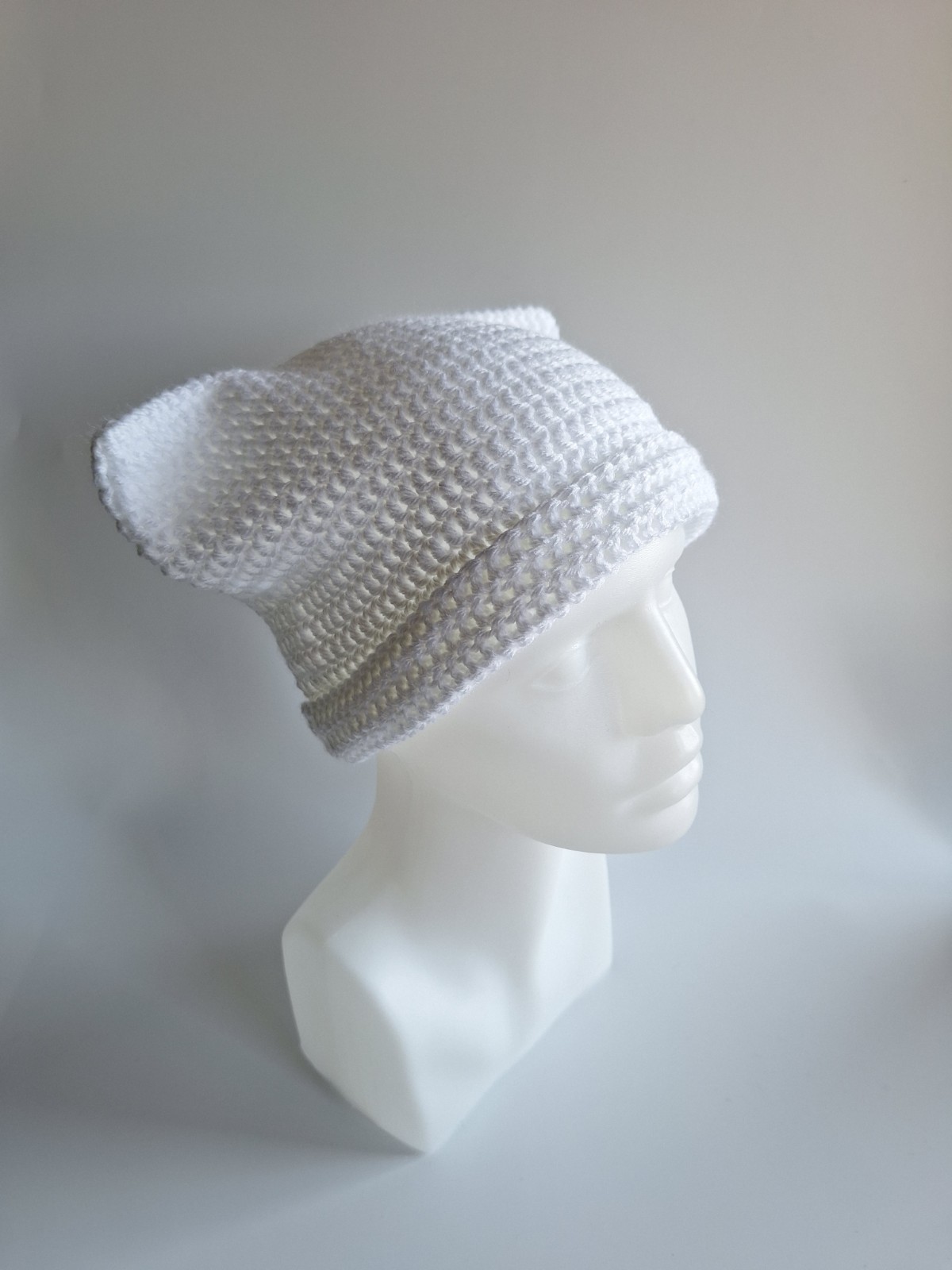 Gehaakte muts 'Basic white' - 56927.jpeg Gehaakte muts | Wit