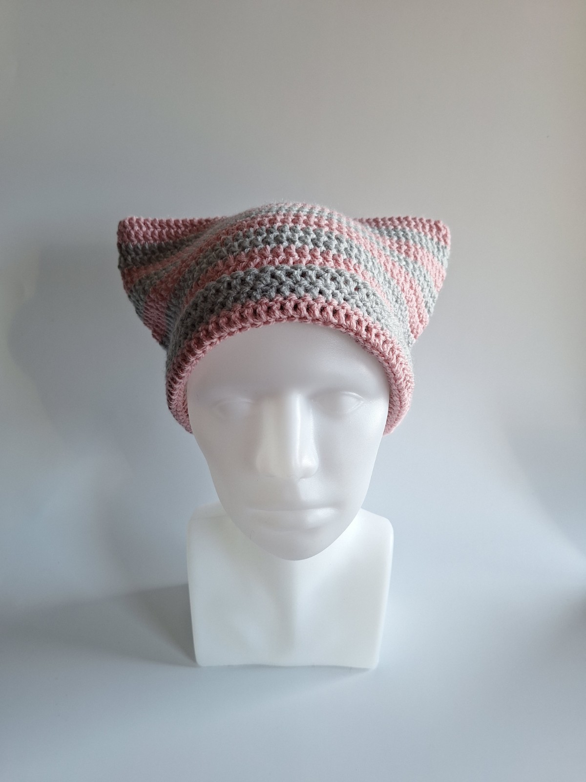 Gehaakte muts | Lichtgrijs en lichtroze