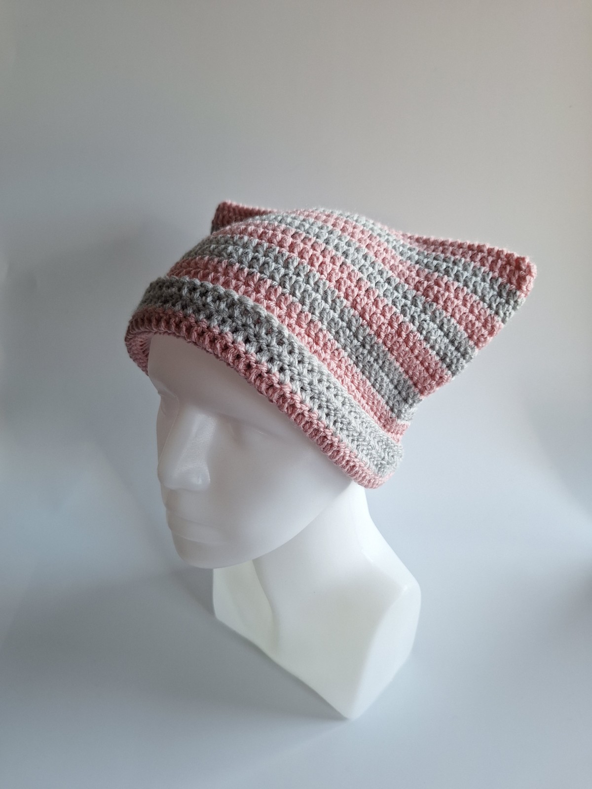 Gehaakte muts | Lichtgrijs en lichtroze