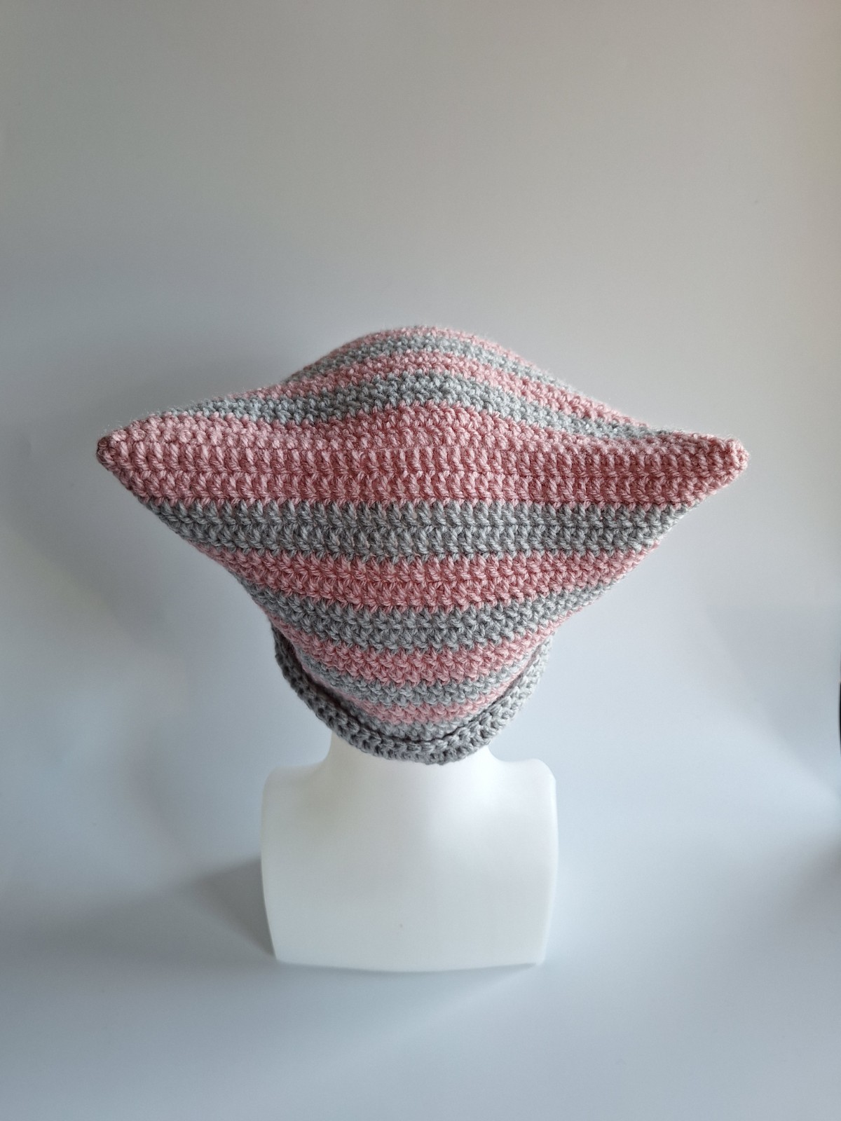 Gehaakte muts | Lichtgrijs en lichtroze